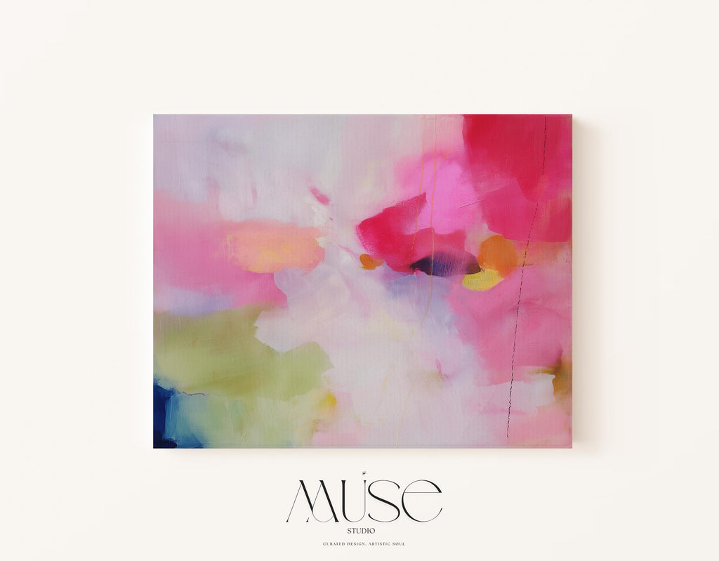 Pastel Abstract Art Print in Pink Blush and Coral Soft Modern Wall Decor for Bedroom Office or Gallery | Muse Studio N355