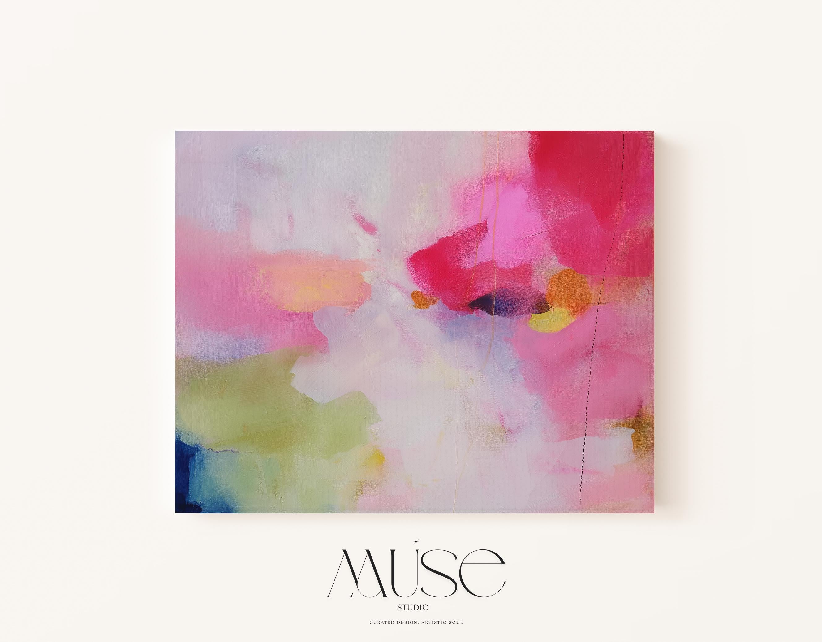 Pastel Abstract Art Print in Pink Blush and Coral Soft Modern Wall Decor for Bedroom Office or Gallery | Muse Studio N355