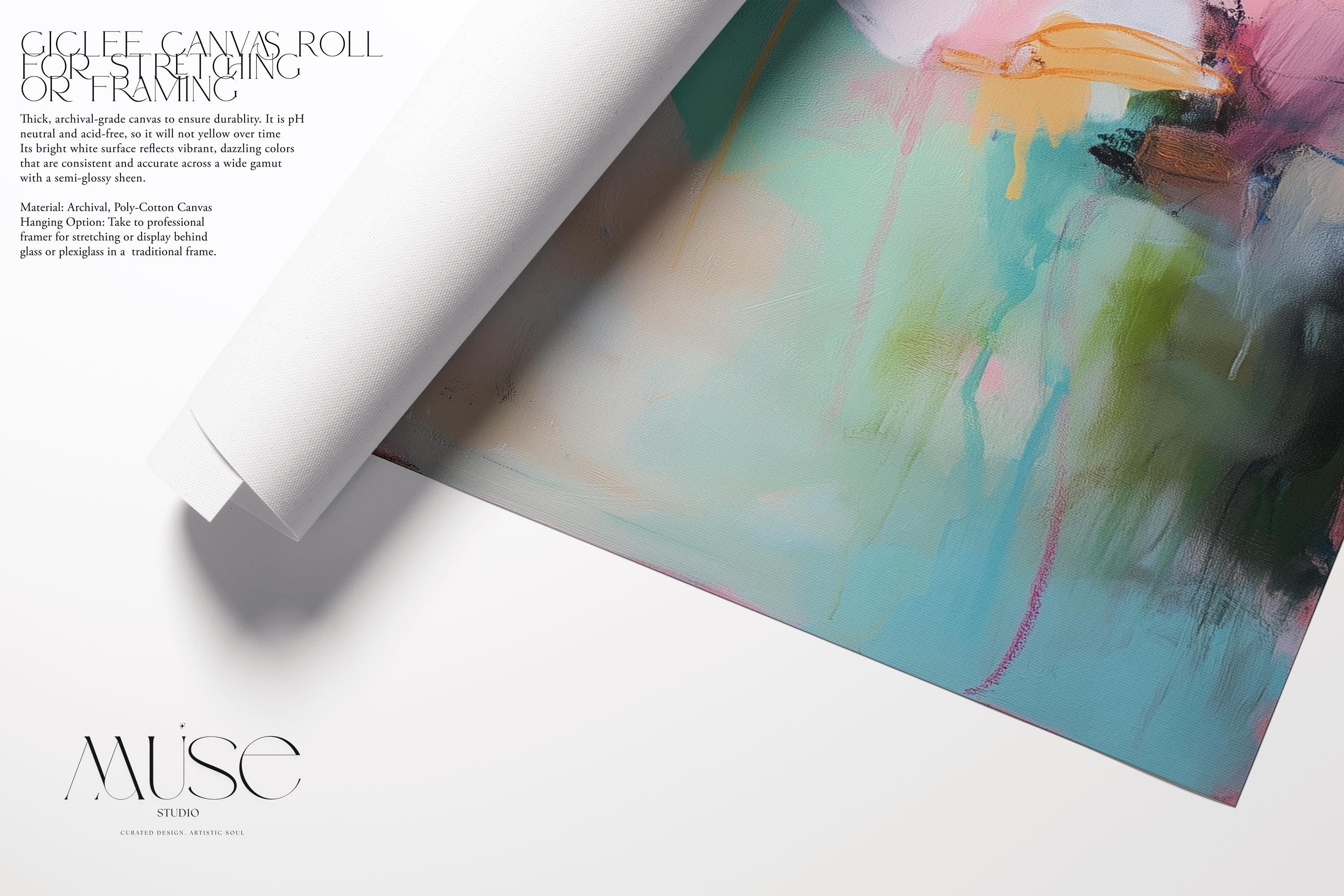 Aqua and Blush Abstract Wall Poster Soft Neutral Decor for Bedroom or Office Surreal Nature Inspired Art | Muse Studio 428