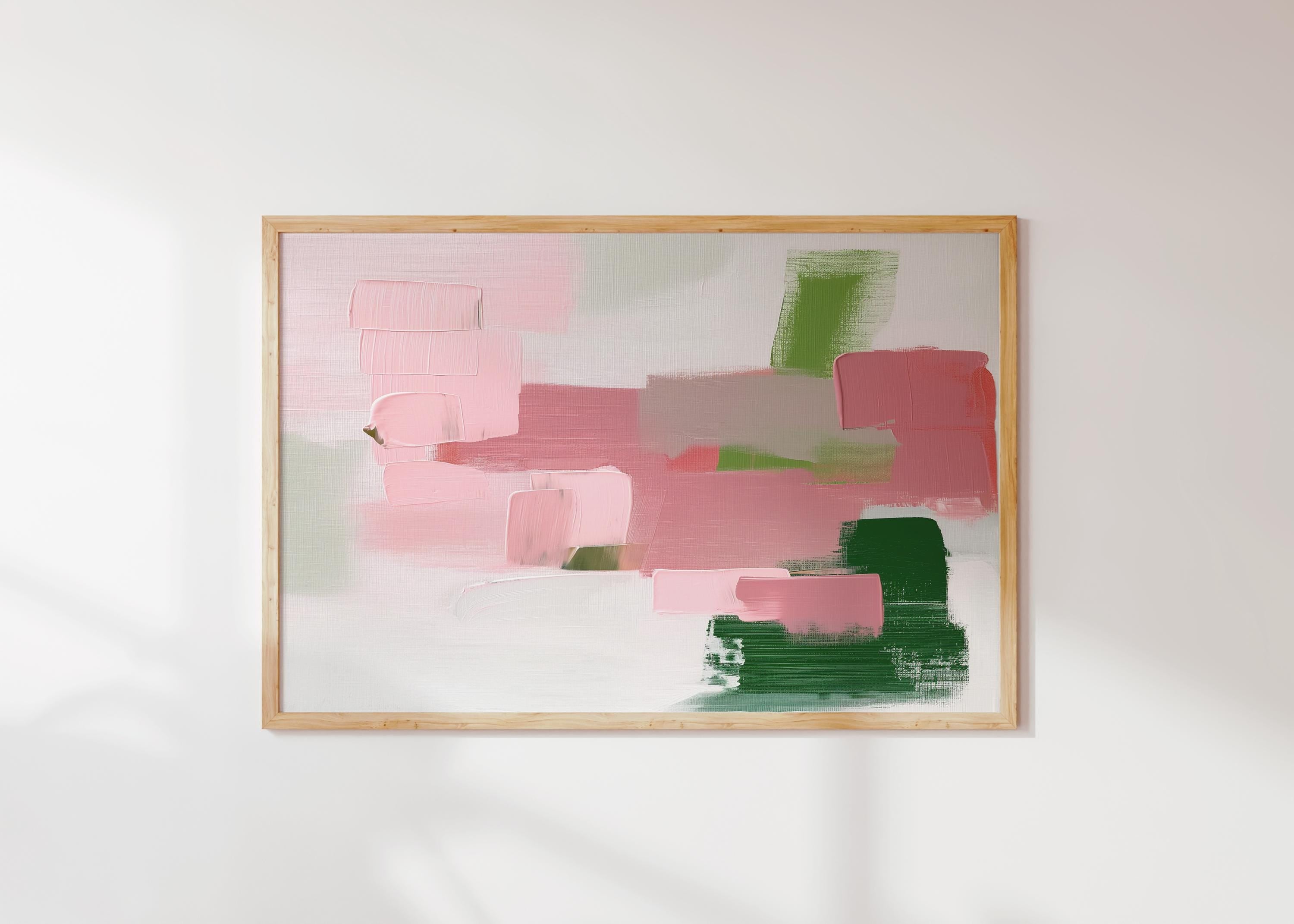 Pastel Abstract Art Print in Pink Blush and Coral Soft Modern Wall Decor for Bedroom Office or Gallery | Muse Studio N355