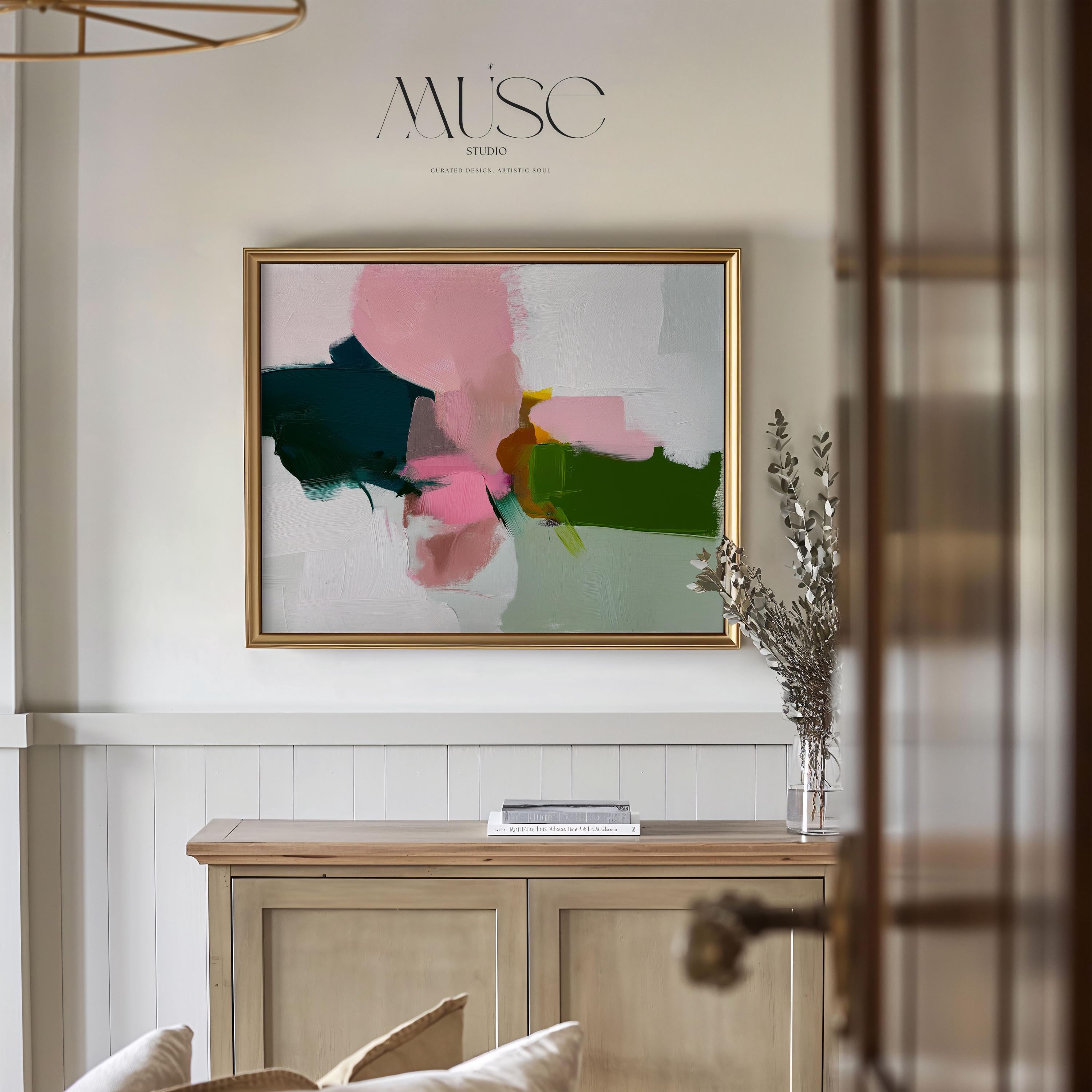 Aqua and Blush Abstract Wall Poster Soft Neutral Decor for Bedroom or Office Surreal Nature Inspired Art | Muse Studio 428