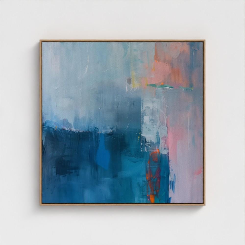 Large Framed Wall Art Abstract Canvas Print - Extra Large Wall Art - Blue Statement Piece for Modern Living Room or Office Decor | 404