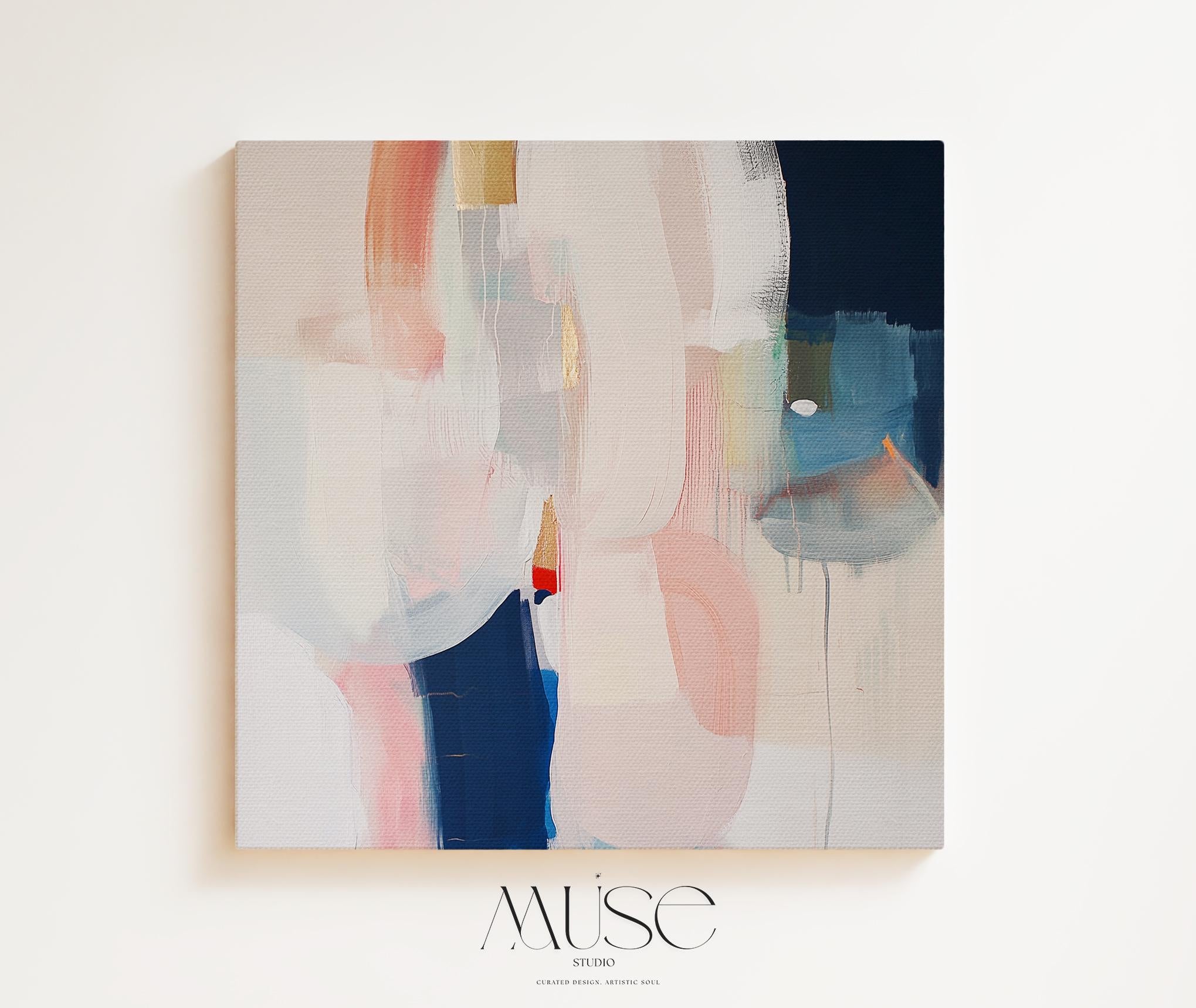 Framed Canvas Wall Art in Warm Muted Neutrals, Soft Contemporary Abstract Painting for Living Room or Bedroom, Designer Style Home Decor 438