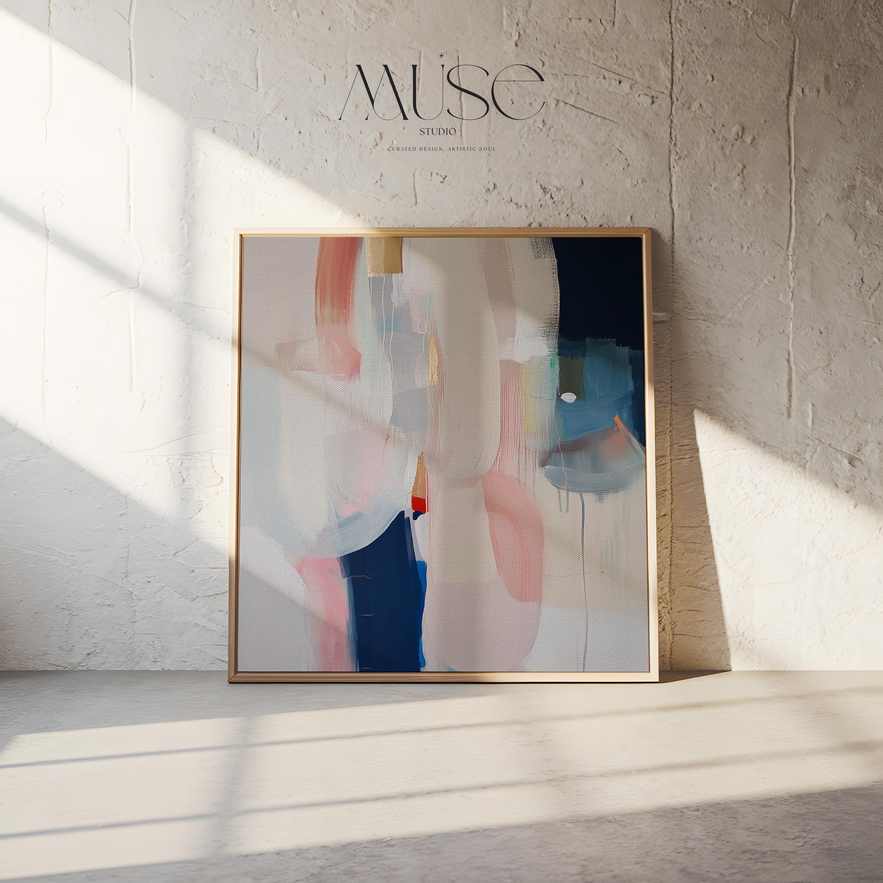 Framed Canvas Wall Art in Warm Muted Neutrals, Soft Contemporary Abstract Painting for Living Room or Bedroom, Designer Style Home Decor 438