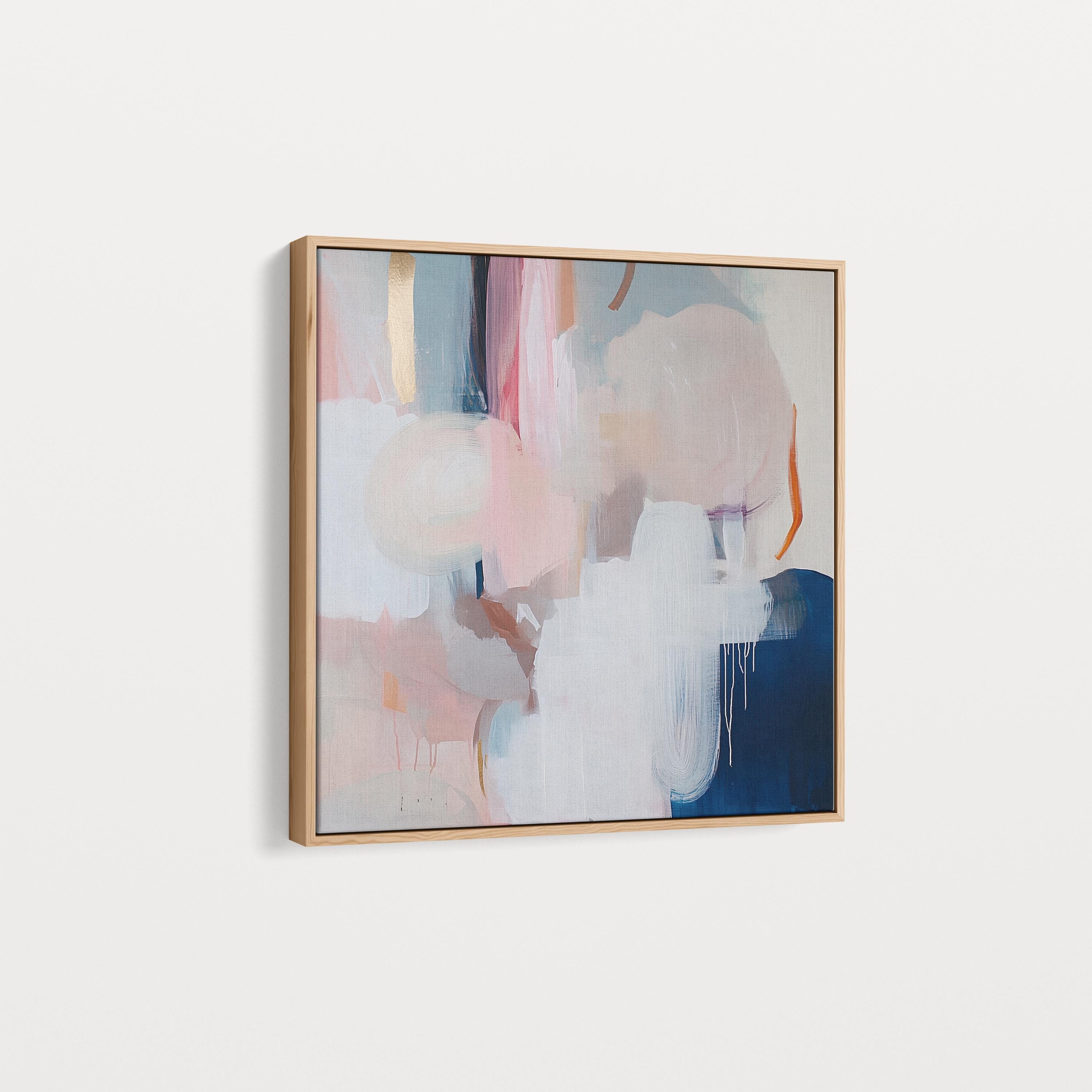 Oversized Square Framed Canvas in Warm Muted Neutrals, Abstract Art for Living Room or Bedroom, Blush Navy Soft Modern Decor Wall Art 441 Framed Canvas Art Colorful abstract wall art on framed canvas, perfect for bold decor art and modern wall decor. Large statement piece with expressive brushstrokes and rich textures. Ready-to-hang giclée canvas designed to energize living rooms, offices, and curated interiors. Muse Studio Decor Art.