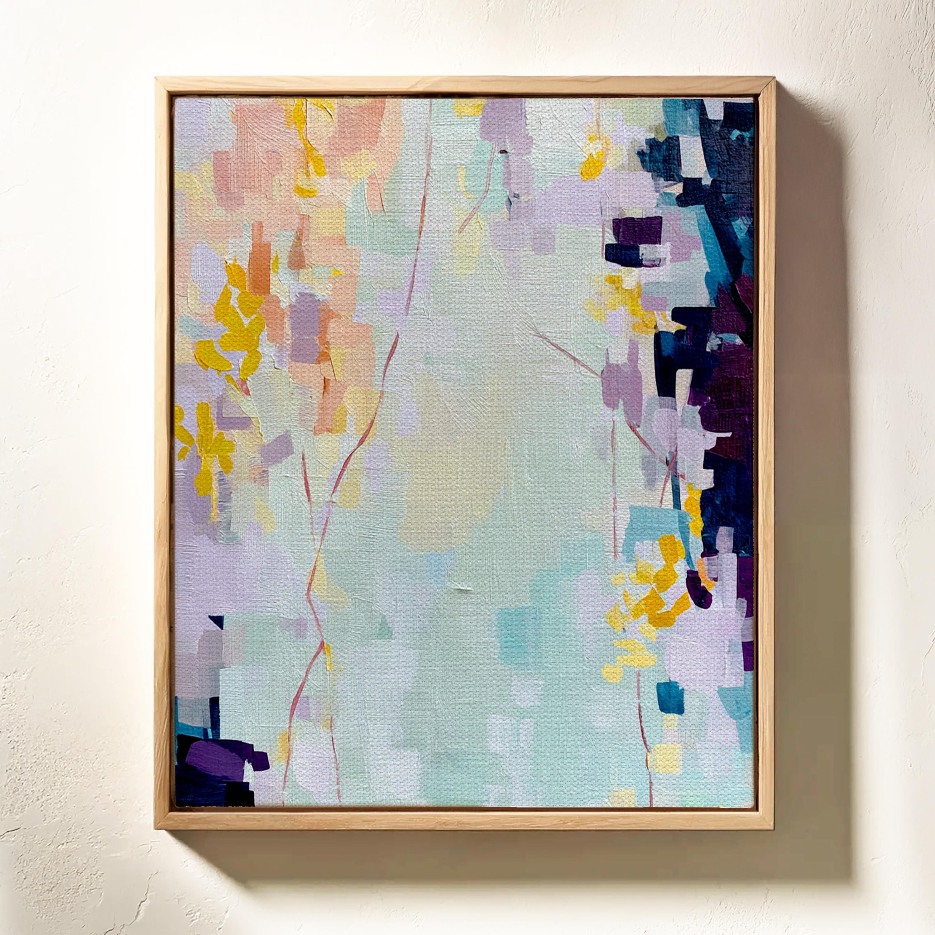 Framed Wall Art | Summer Abstract Canvas Art Vertical | Decor Soft Color Pop Living Room Art Modern Contemporary Design | 442
