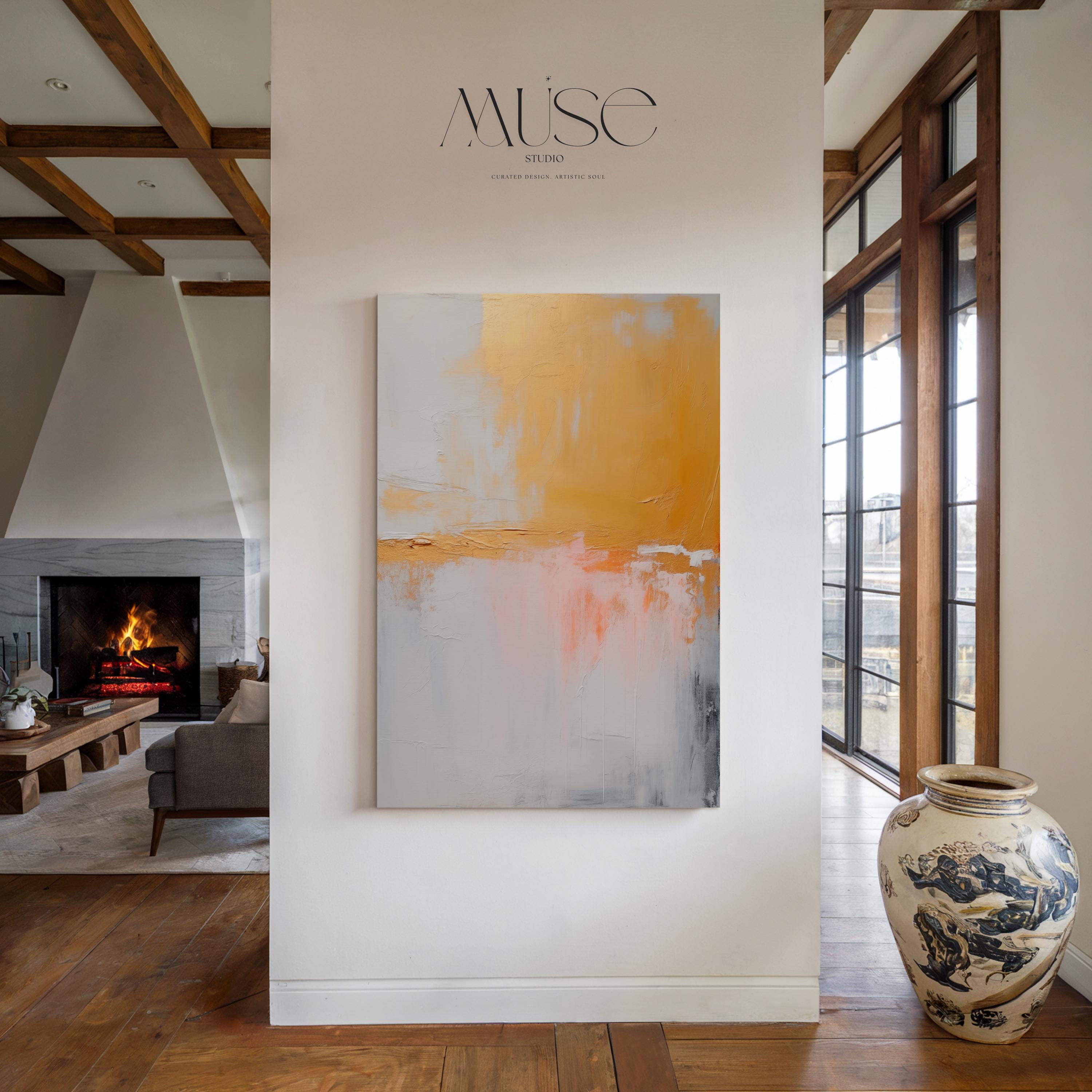 Gold Neutral Abstract Canvas Art Vertical Wall Decor Large Statement Minimalist Decor Scandi Home Styling 209