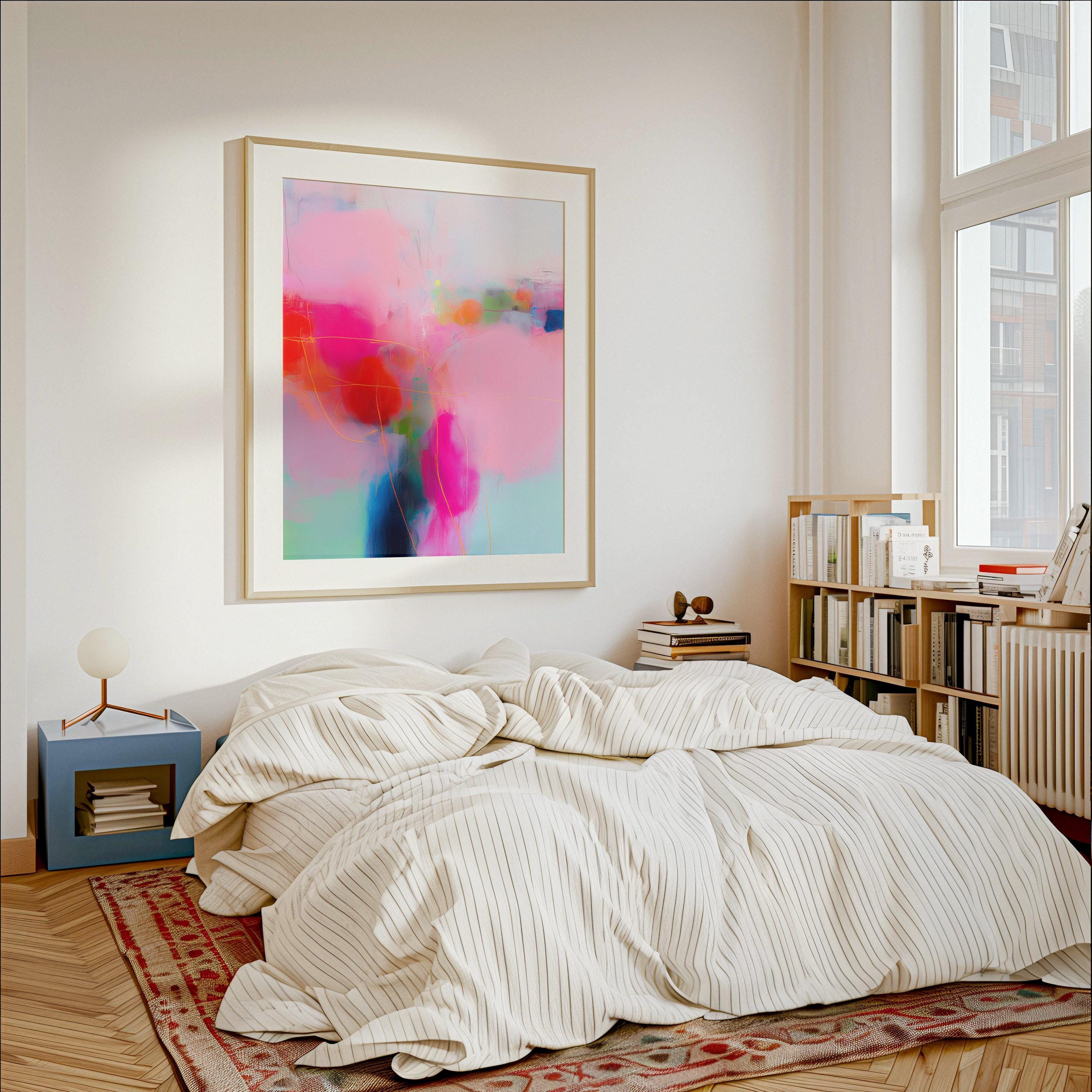 Bright Abstract Wall Art Pink Fuchsia Aqua Large Fine Art Print Poster Dopamine Decor Living Room Bedroom Joyful Vibe 435