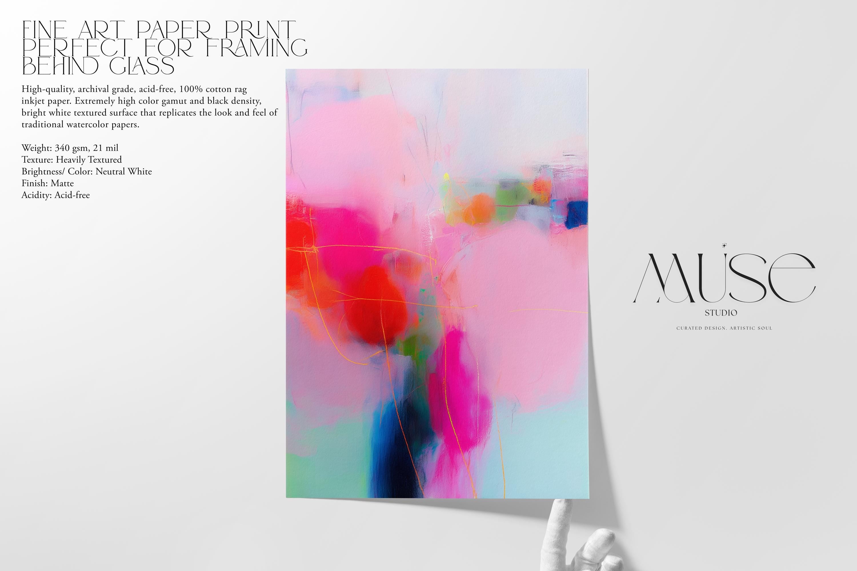 Bright Abstract Wall Art Pink Fuchsia Aqua Large Fine Art Print Poster Dopamine Decor Living Room Bedroom Joyful Vibe 435