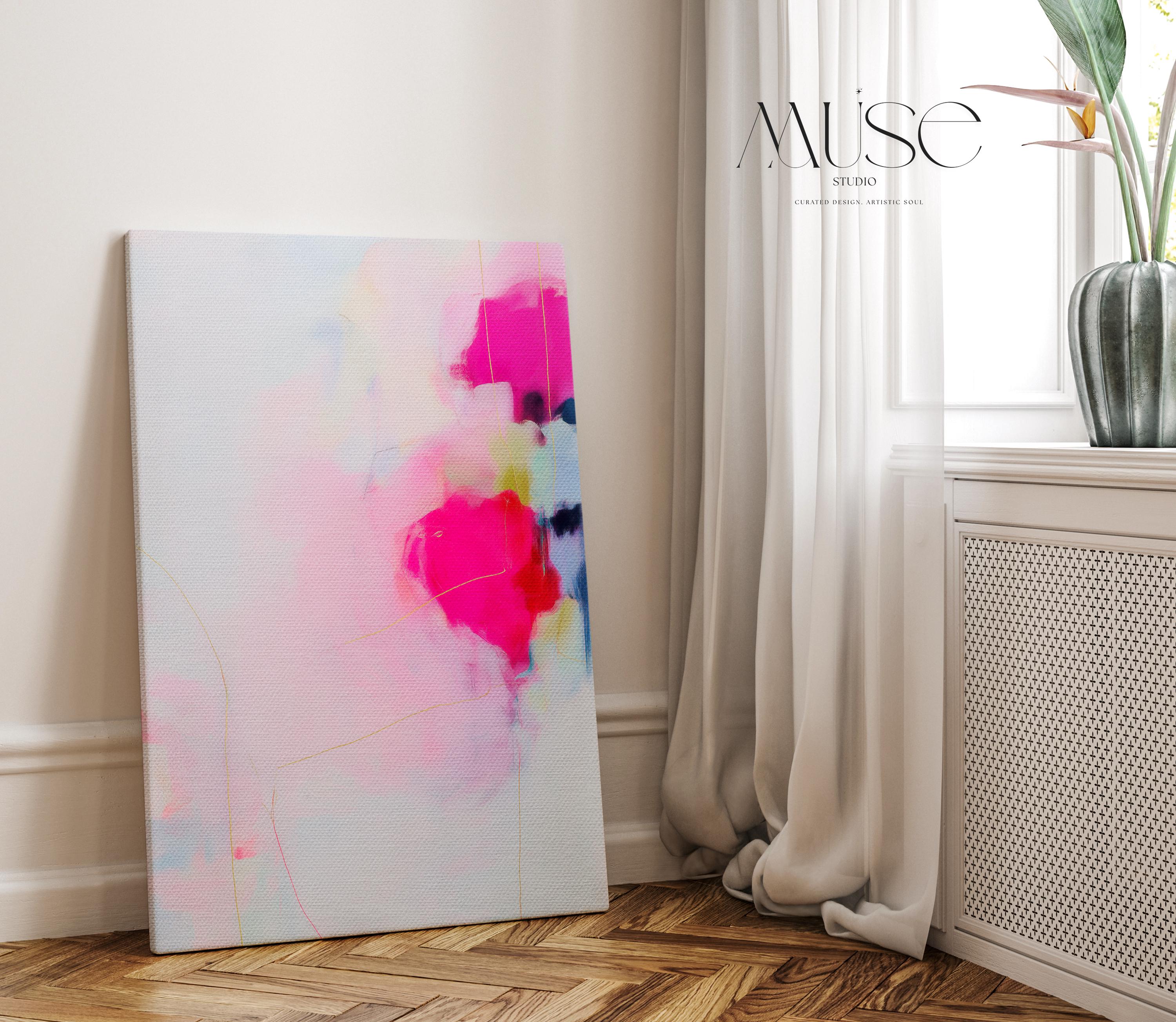 Soft Abstract Canvas Art Pink Blush White Hints Large Canvas Print Soft Contemporary Pastel Botanical Calm Eclectic Modern Home Decor 436
