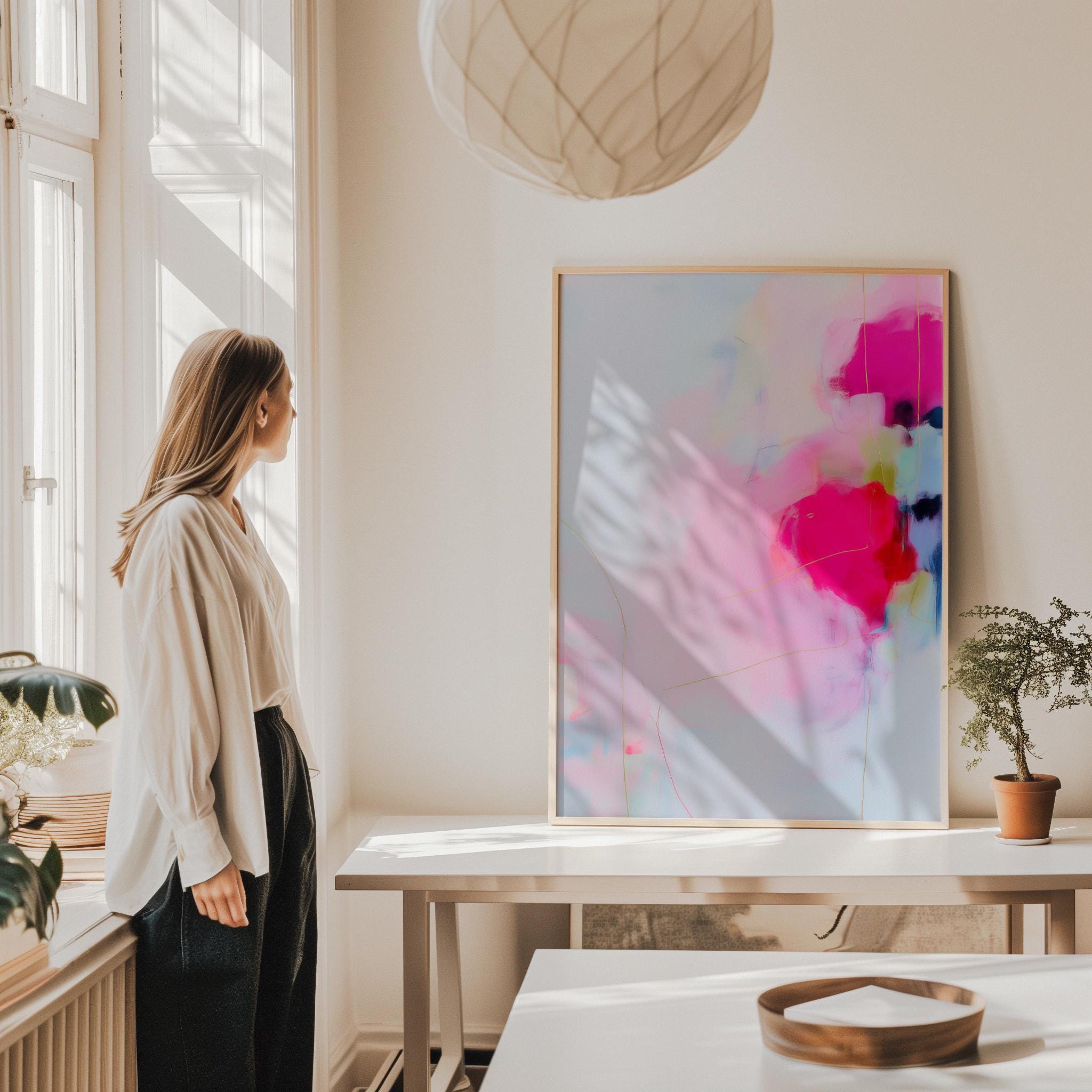 Soft Abstract Wall Art Pink Blush Large Fine Art Print Poster Muted Modern Nature Inspired Calm Neutral Eclectic Home Decor Art 436
