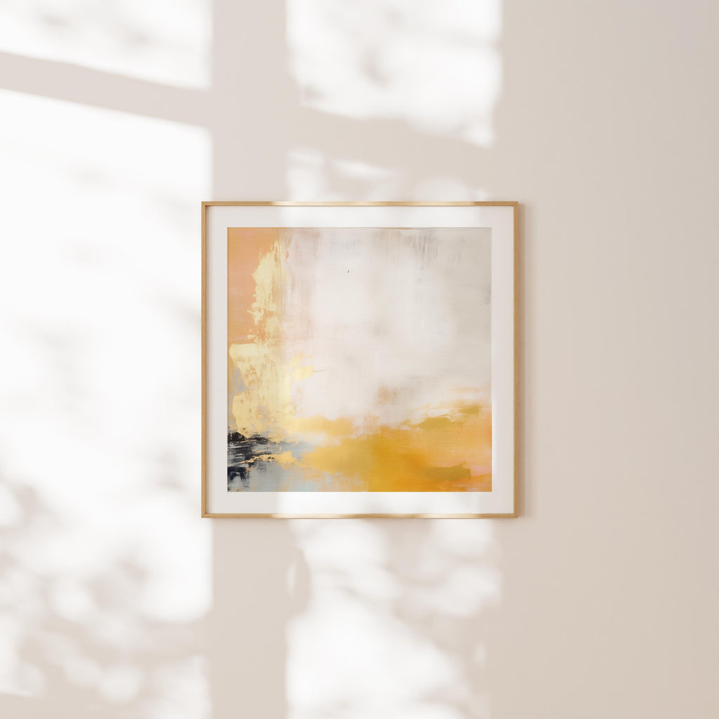 Warm Minimalist Wall Art Earthy Yellow Neutral Square Fine Art Print Poster Natural Organic Modern Decor Bedroom Living Room 356