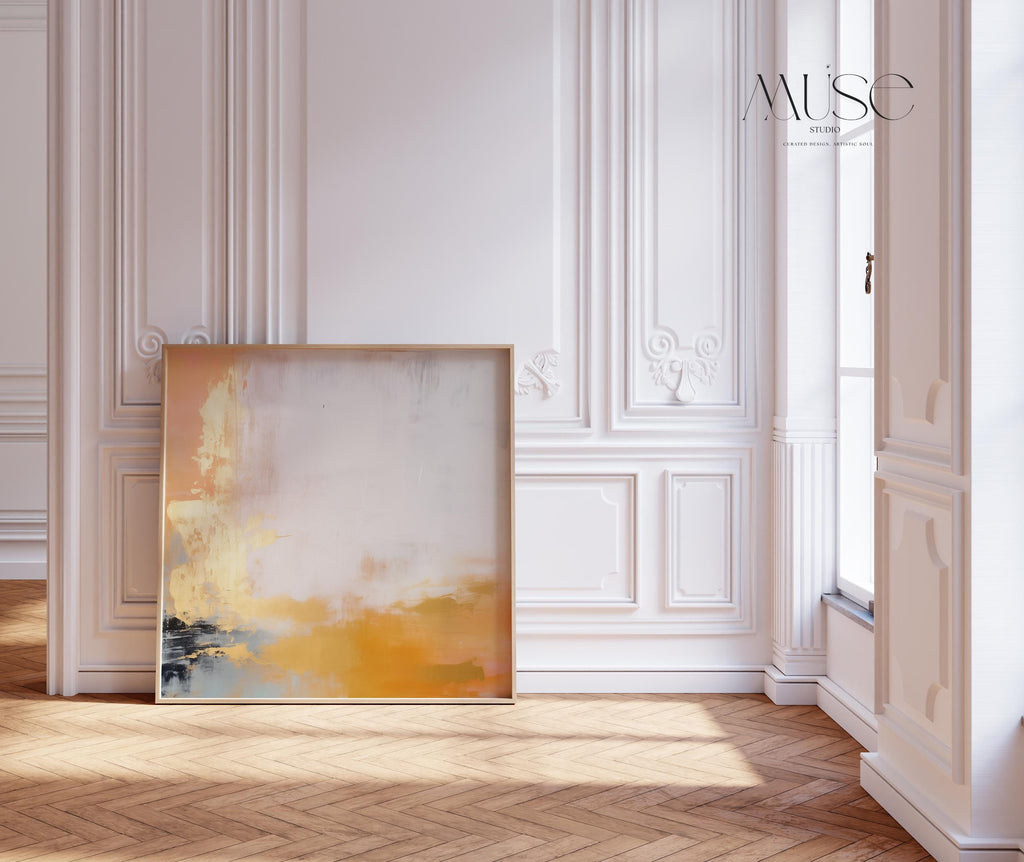 Warm Minimalist Wall Art Earthy Yellow Neutral Square Fine Art Print Poster Natural Organic Modern Decor Bedroom Living Room 356