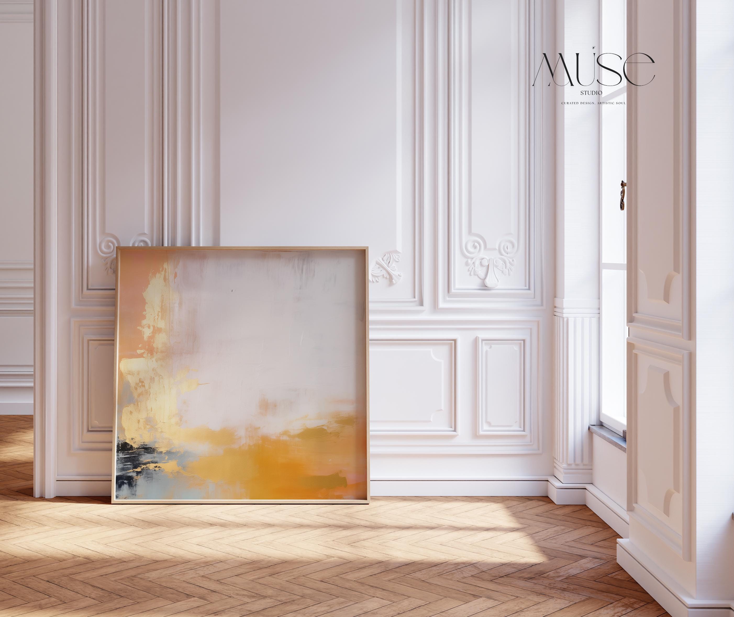 Warm Minimalist Wall Art Earthy Yellow Neutral Square Fine Art Print Poster Natural Organic Modern Decor Bedroom Living Room 356