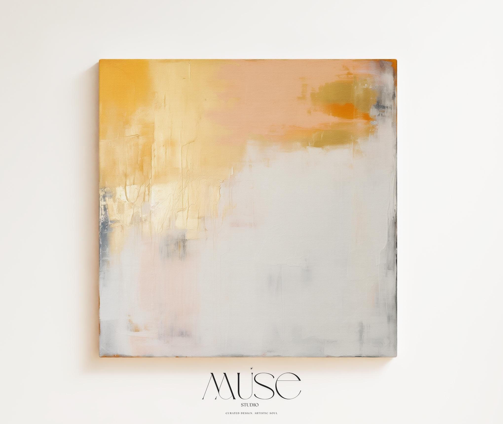 Oversized Canvas Art Yellow Ochre Creamy White Large Abstract Painting Warm Minimalism Muted Modern Soft Contemporary Decor 357