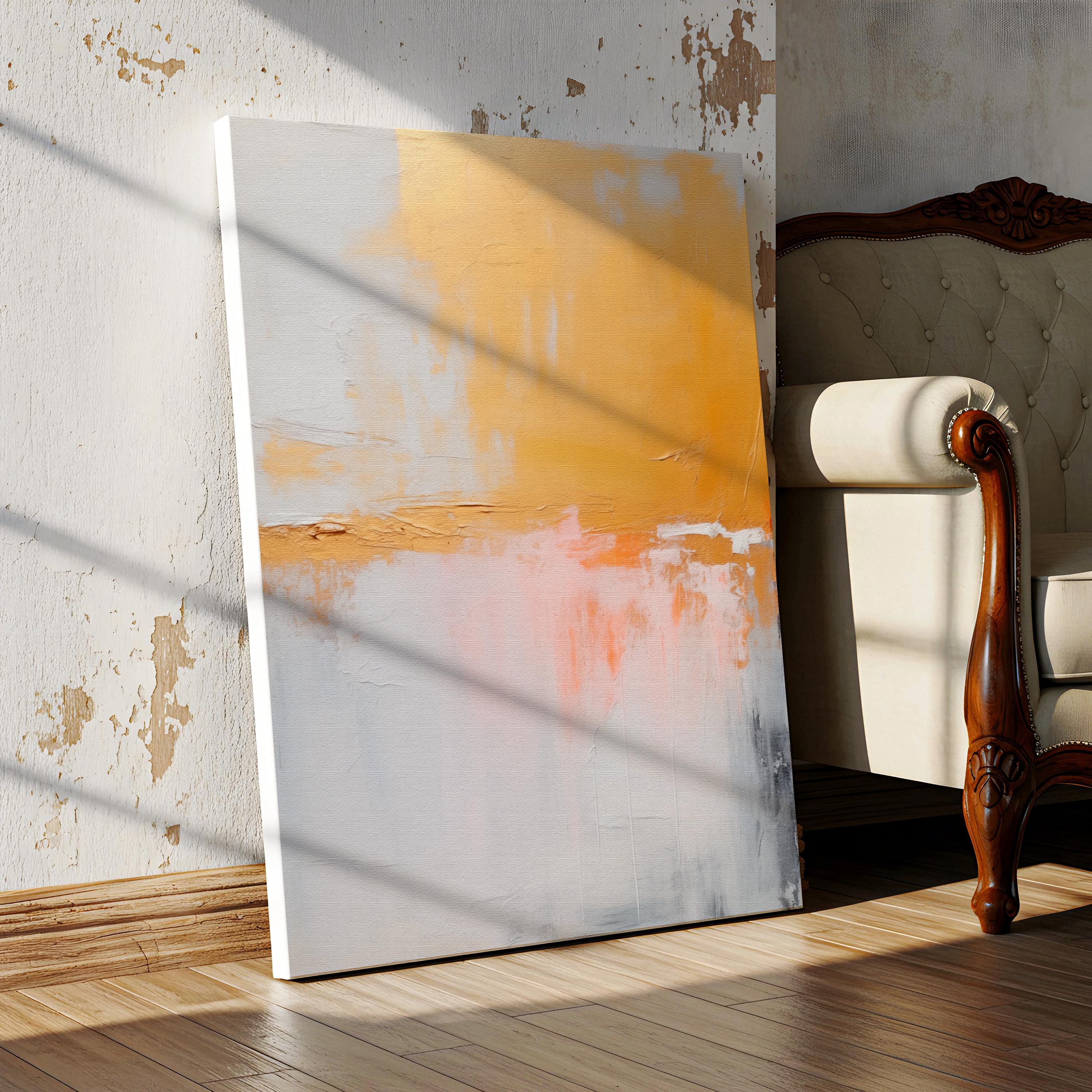 Large Canvas Wall Art Yellow White Gold Abstract Painting Metallic Luster Soft Neutral Decor Nature Inspired Art for Living Room 209