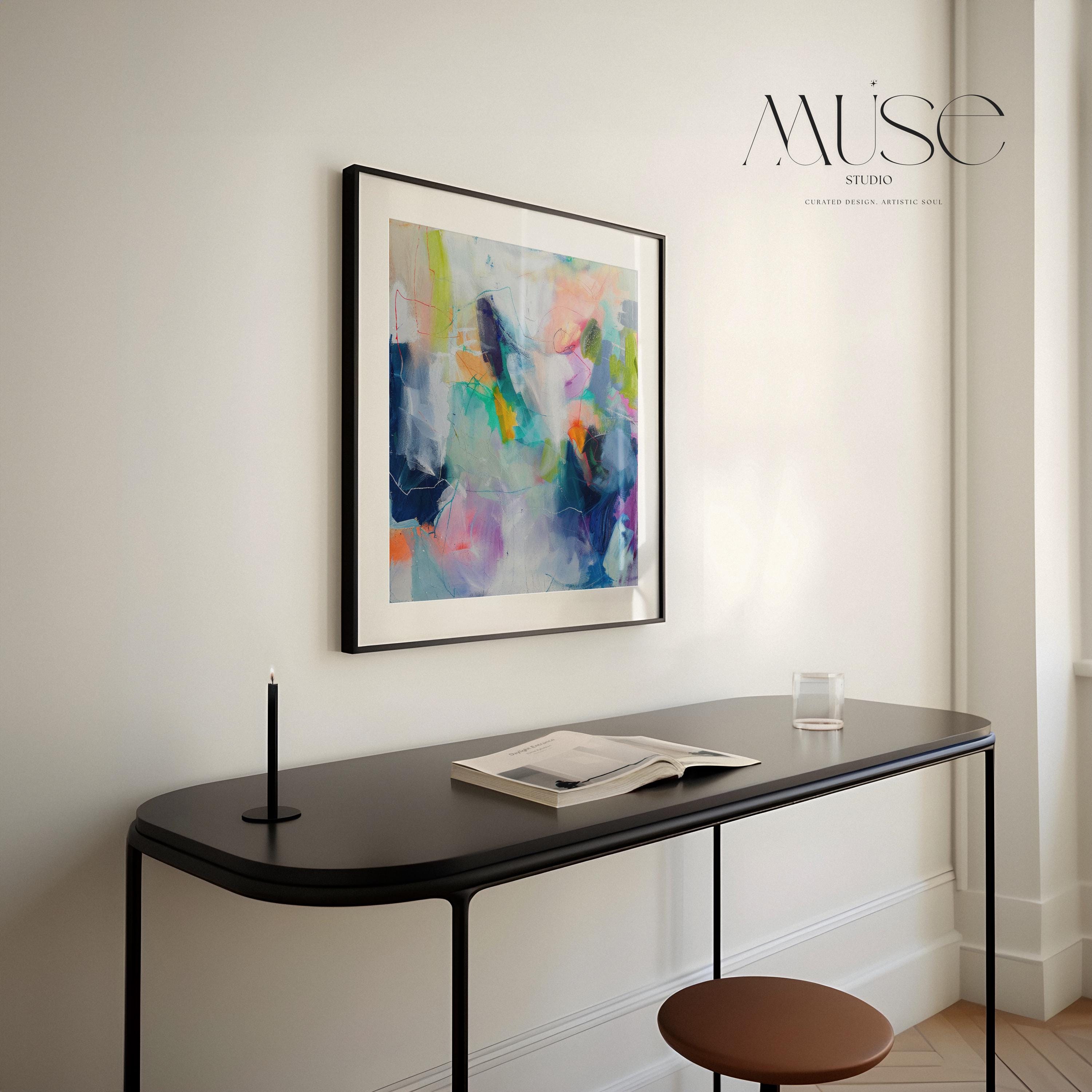 Bright Abstract Art Print Poster in Pink Blue Green, Colorful Wall Decor for Dorm, Bedroom, or Office, Preppy Aesthetic Statement Art 249