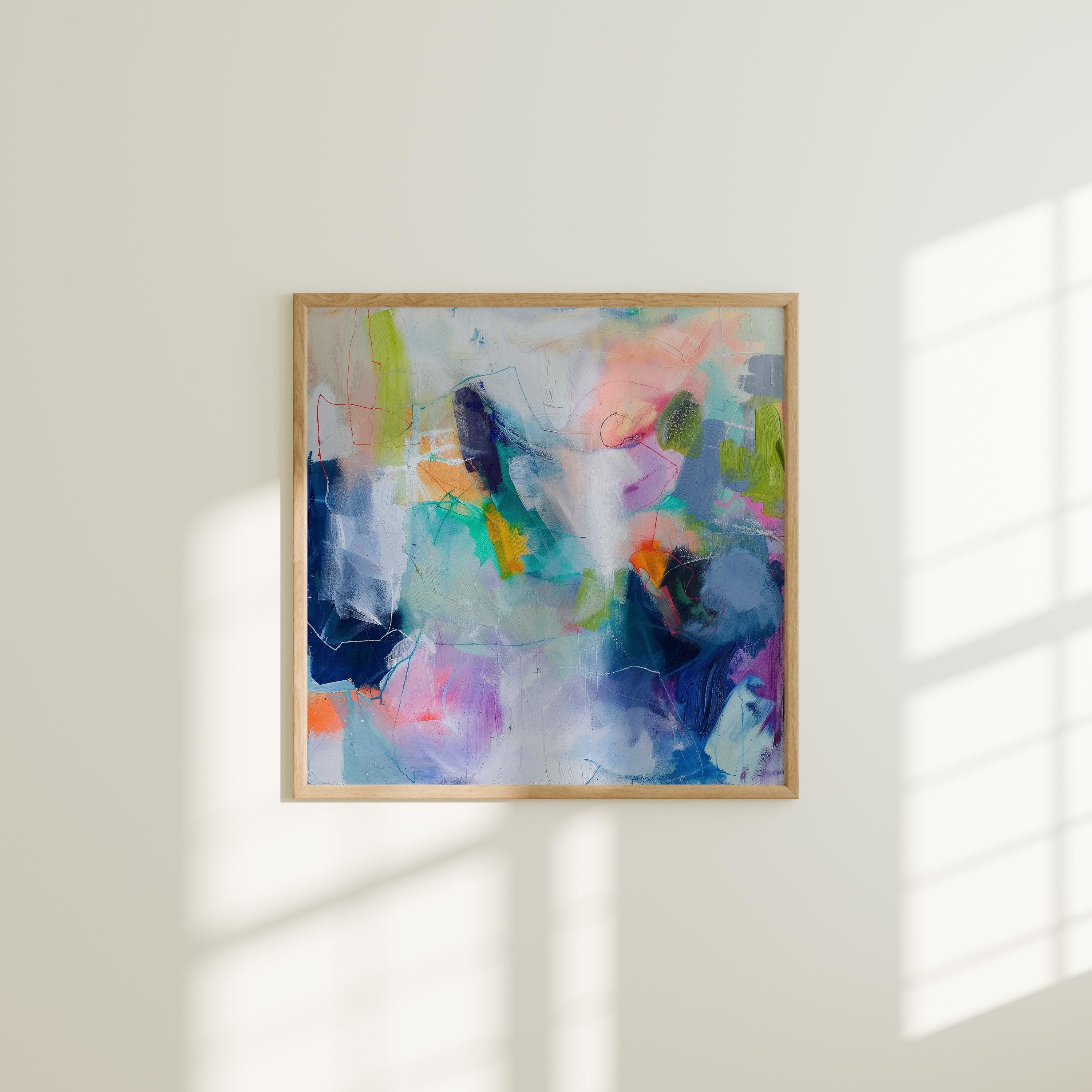 Bright Abstract Art Print Poster in Pink Blue Green, Colorful Wall Decor for Dorm, Bedroom, or Office, Preppy Aesthetic Statement Art 249