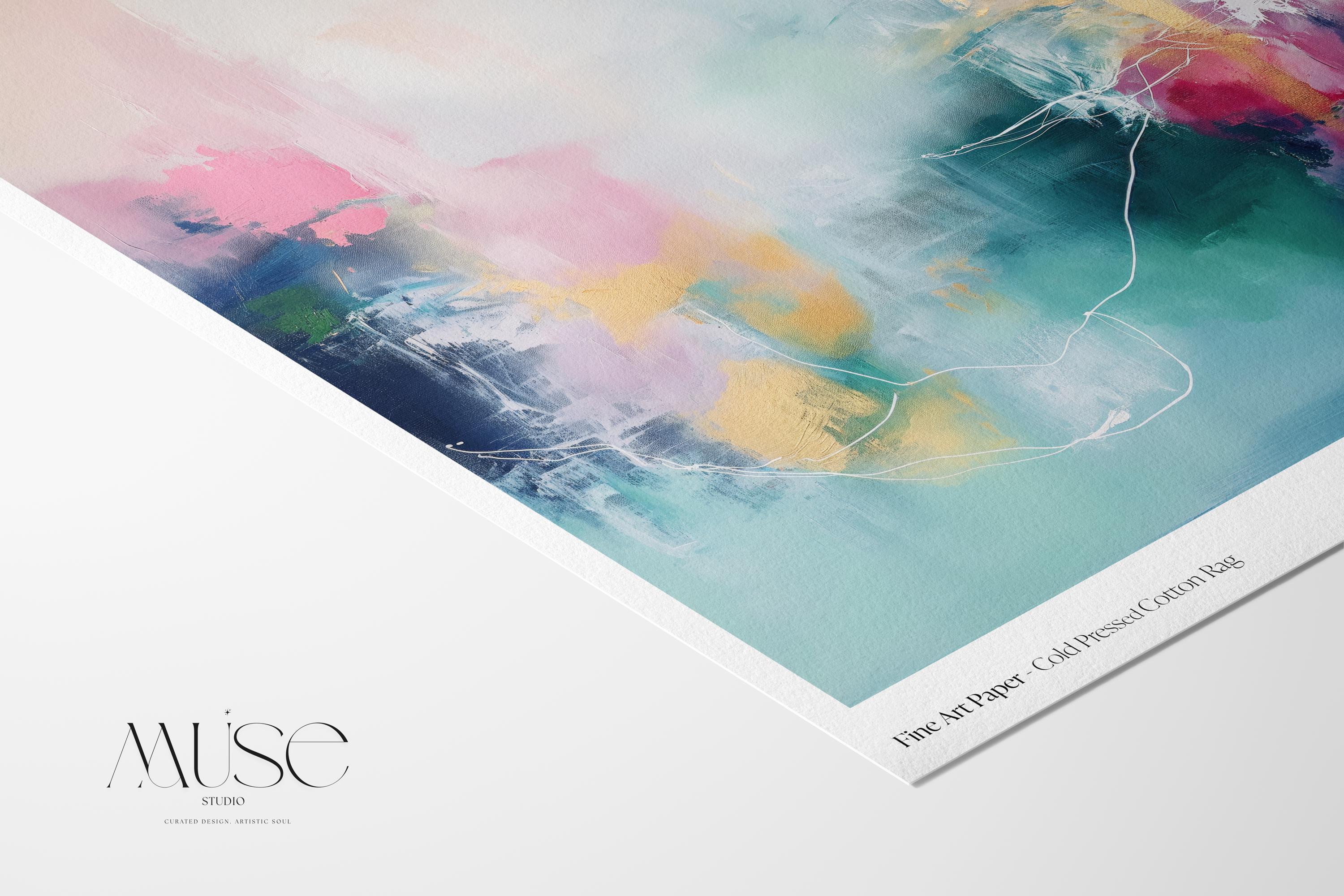 Abstract Fine Art Poster in Soft Pink and Blue, Square Wall Print for Designer Interiors, Dreamy Contemporary Artwork Modern Home Decor 202