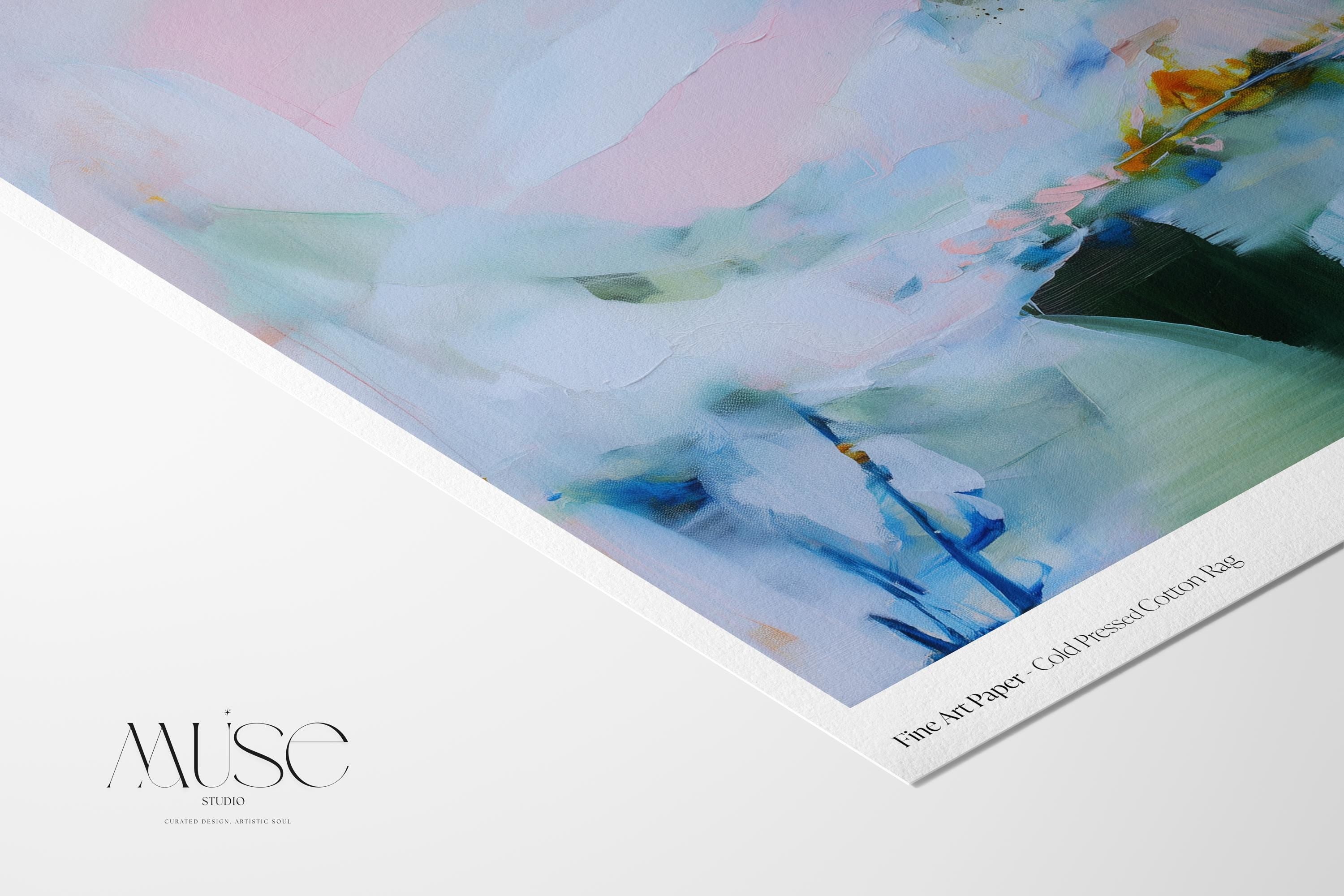 Pastel Abstract Art Print in Blush Pink Blue and Sage Green, Soft Minimalist Wall Poster for Bedroom Home Office, Modern Coastal Decor 420