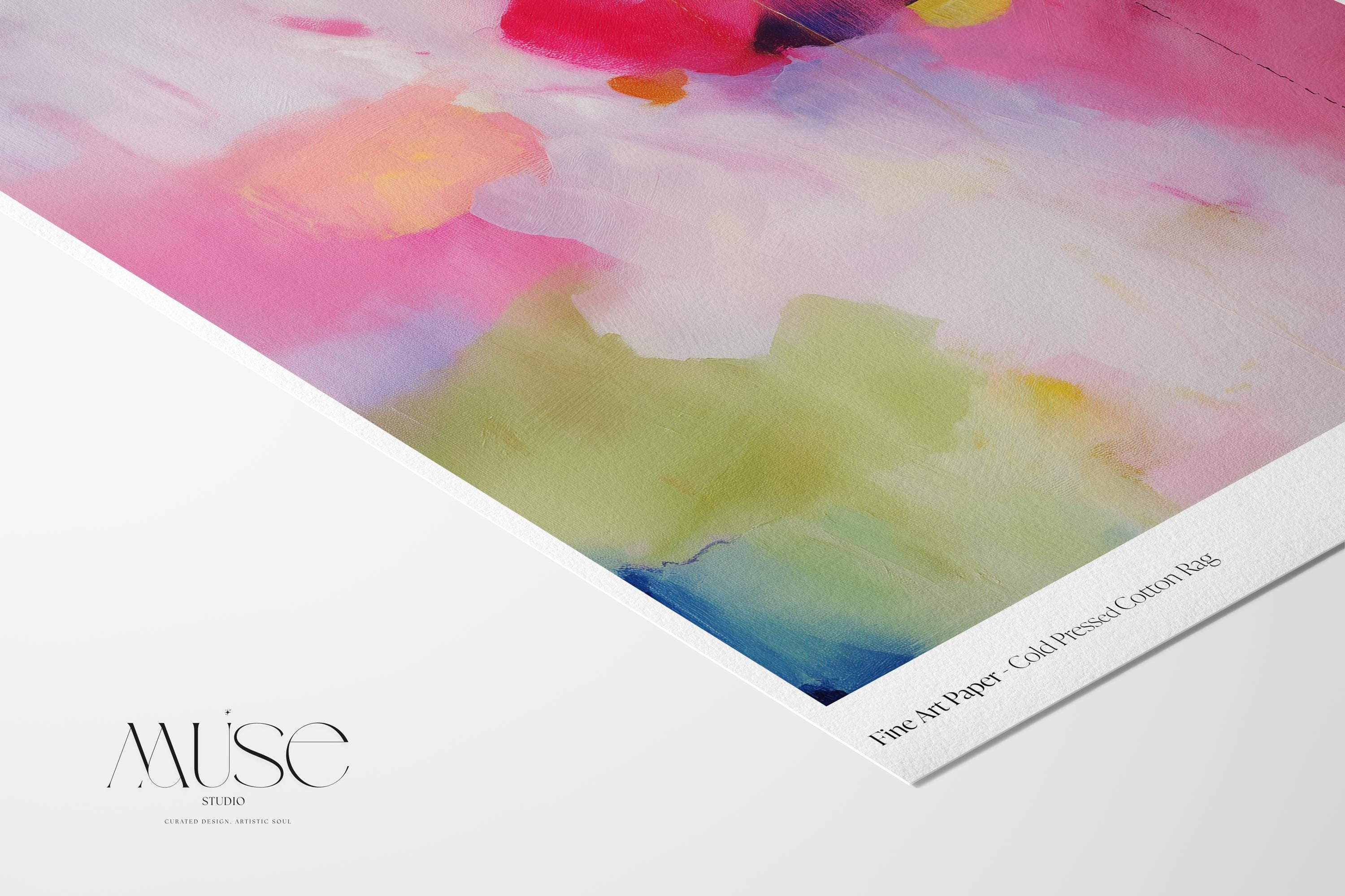 Pastel Abstract Art Print in Pink Blush and Coral Soft Modern Wall Decor for Bedroom Office or Gallery | Muse Studio N355