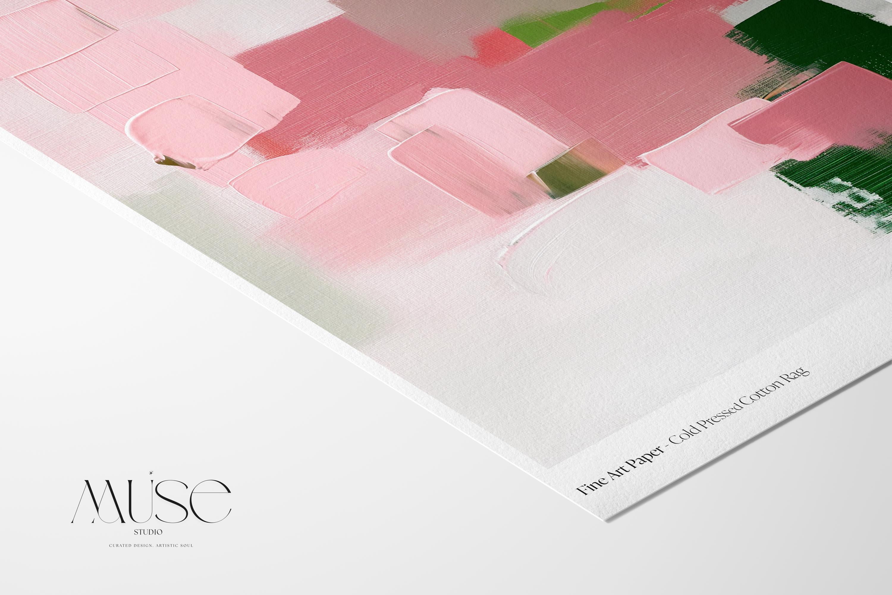 Pastel Abstract Art Print in Pink Blush and Coral Soft Modern Wall Decor for Bedroom Office or Gallery | Muse Studio N355