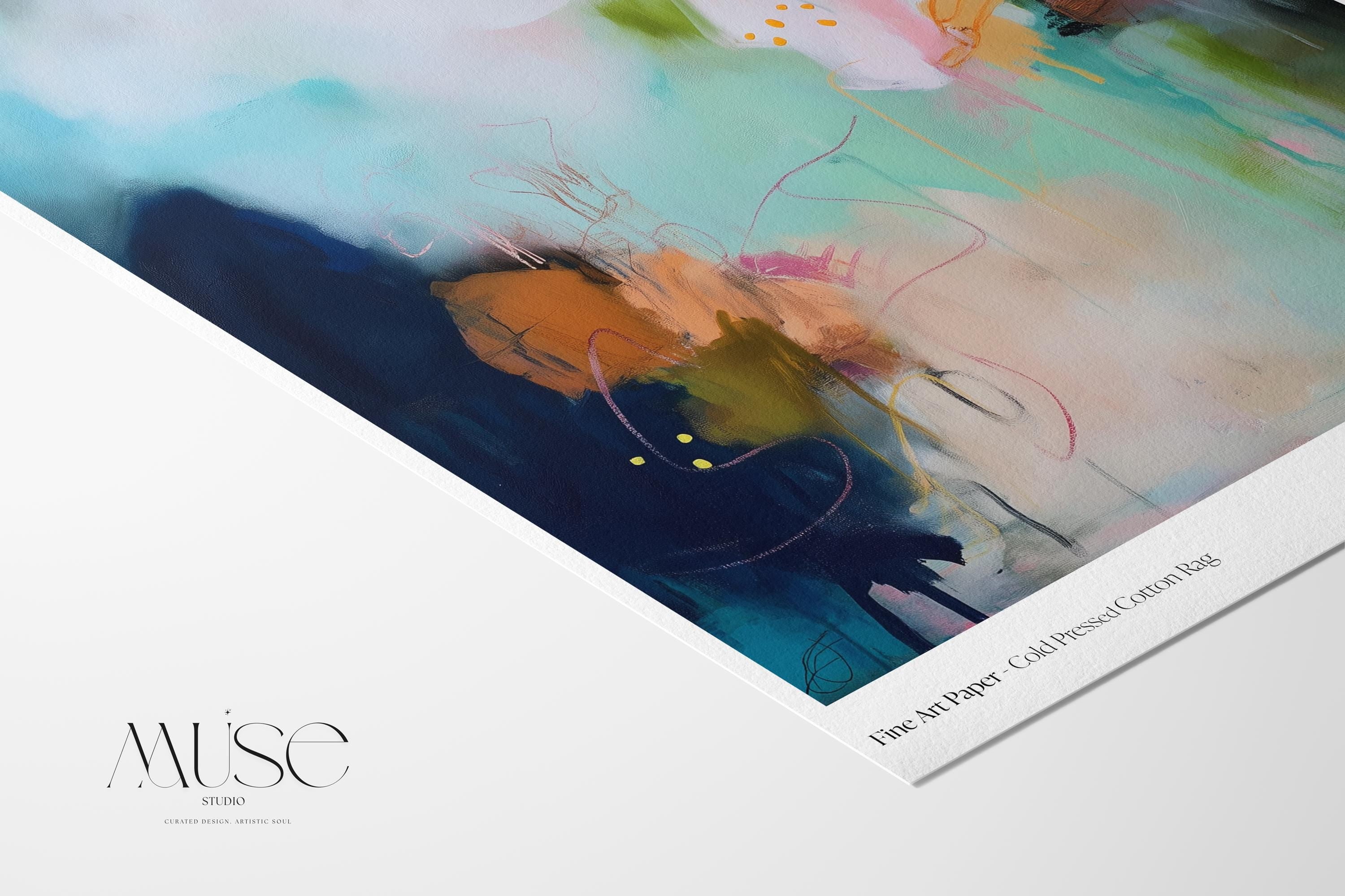 Aqua and Blush Abstract Wall Poster Soft Neutral Decor for Bedroom or Office Surreal Nature Inspired Art | Muse Studio 428