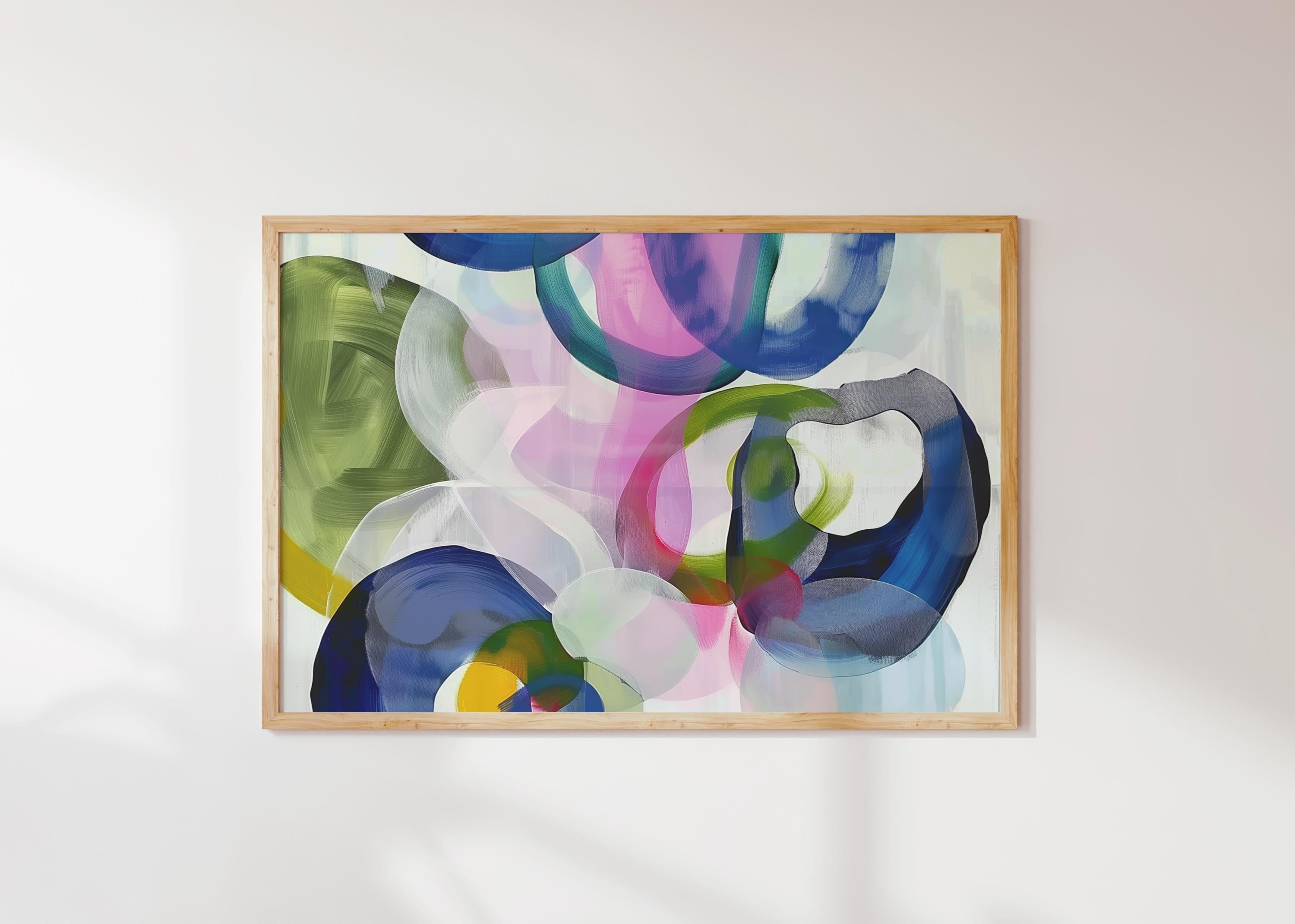 Colorful Abstract Art Print in Navy Green Pink and Blue, Bold Modern Poster for Office or Living Room, Large Statement Wall Decor 377
