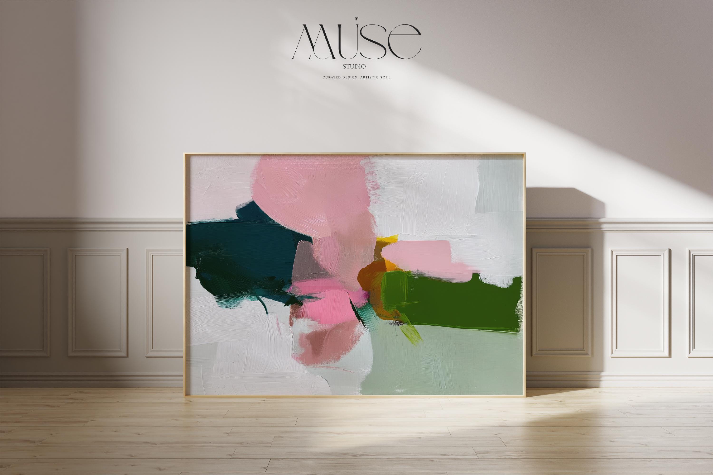 Aqua and Blush Abstract Wall Poster Soft Neutral Decor for Bedroom or Office Surreal Nature Inspired Art | Muse Studio 428