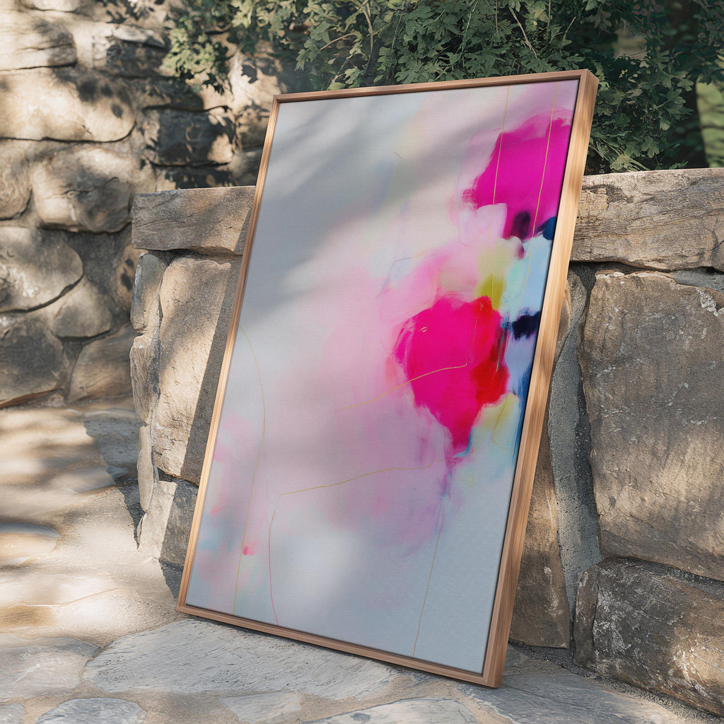 Blush and Pink Framed Canvas Wall Art Soft Modern Decor for Bedroom or Nursery Abstract Pastel Painting | Muse Studio 436 Framed Canvas Art Colorful abstract wall art on framed canvas, perfect for bold decor art and modern wall decor. Large statement piece with expressive brushstrokes and rich textures. Ready-to-hang giclée canvas designed to energize living rooms, offices, and curated interiors. Muse Studio Decor Art.