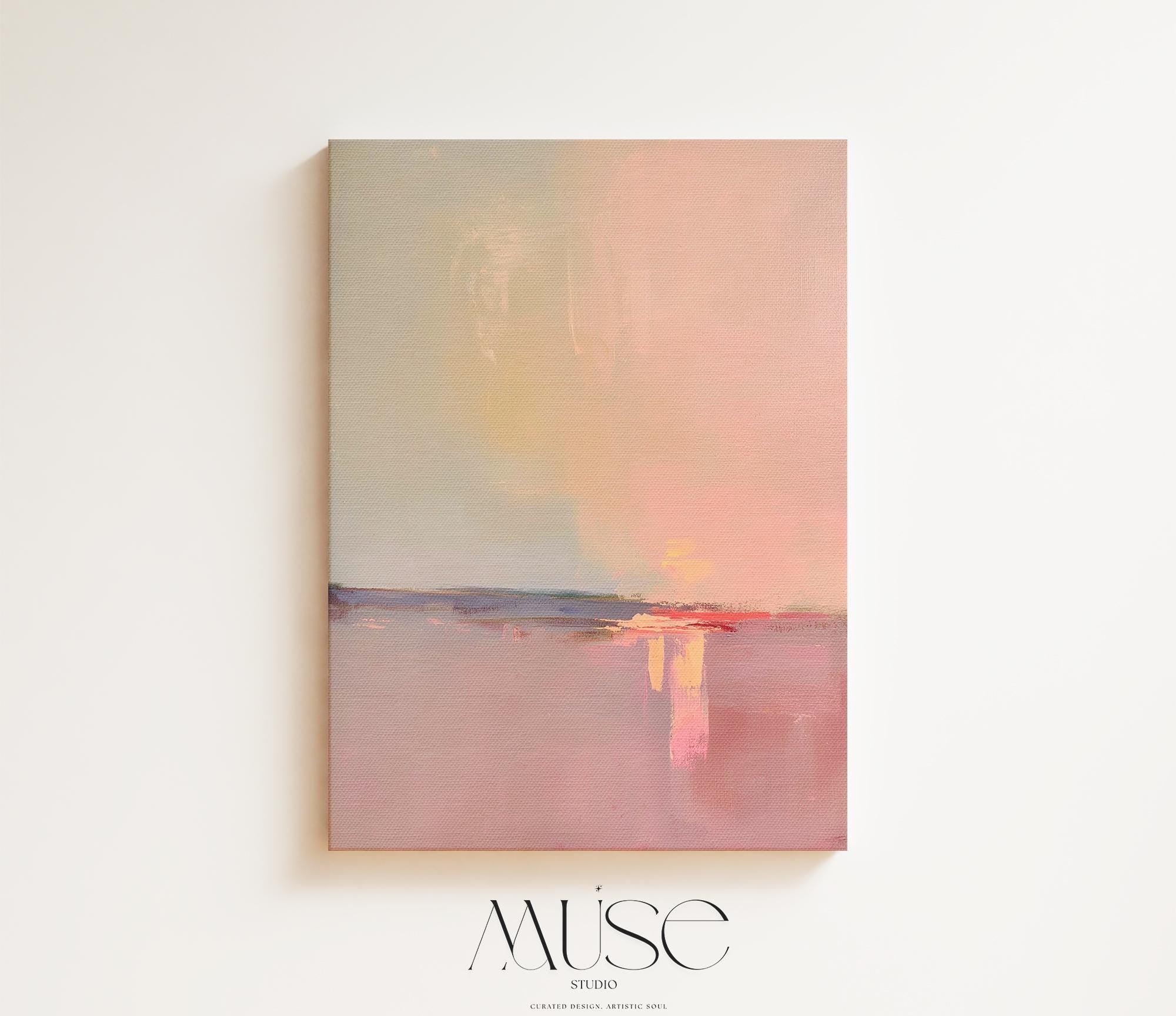 Large Canvas Wall Art Pink Blush Peach Vertical Horizon Painting Warm Minimalist Abstract for Living Room Entryway Decor 460 Stretched Canvas Art Large abstract wall decor on stretched canvas, gallery-wrapped and ready to hang. Perfect for colorful wall art in living rooms, office spaces, and design projects. Giclée canvas print with bold brushwork and vibrant modern style for impactful home decor. Muse Studio Decor Art.