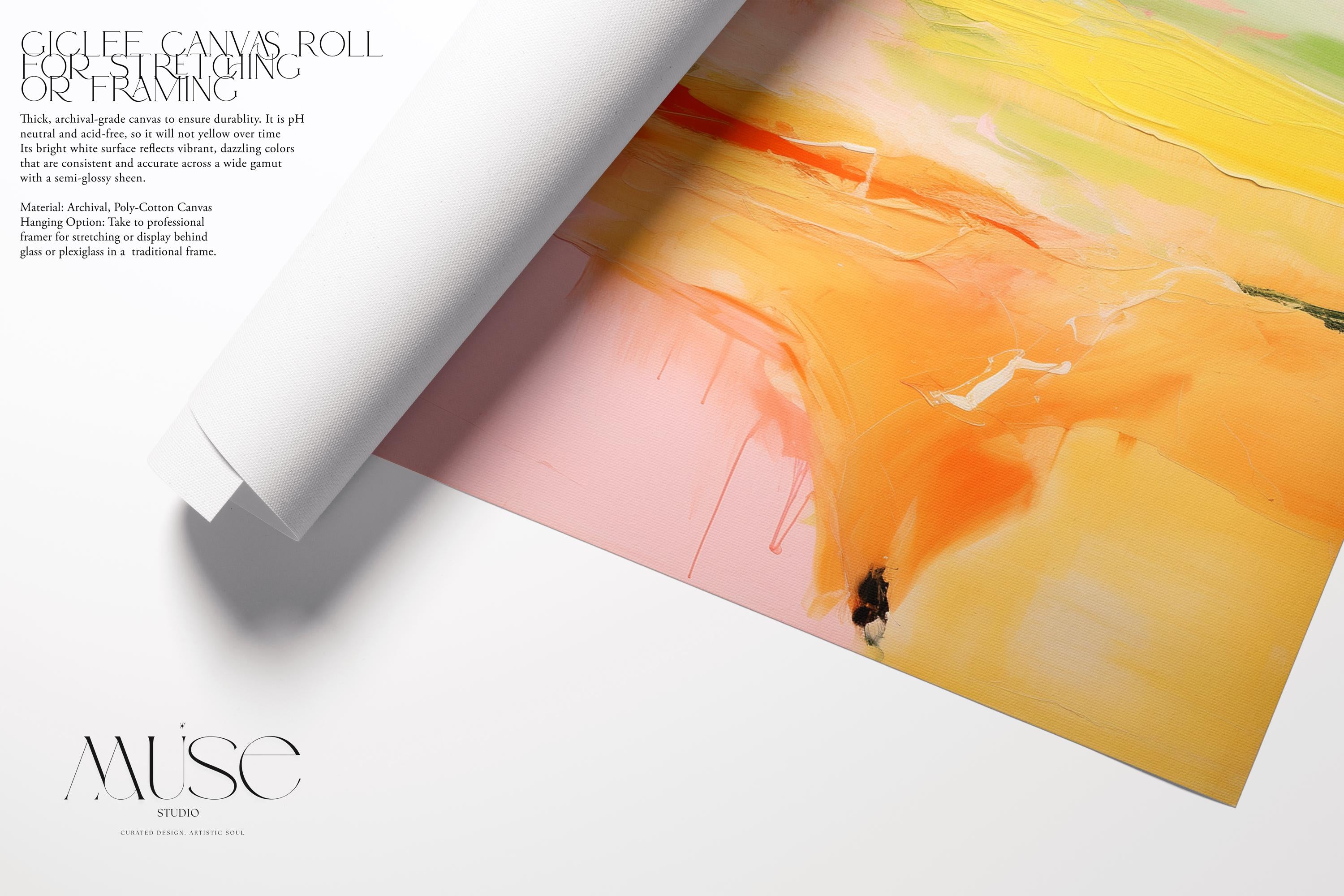 Fine Art Poster Print in Pink and Green, Large Horizontal Abstract Landscape Wall Art, Modern Decor Art for Living Room or Office 290
