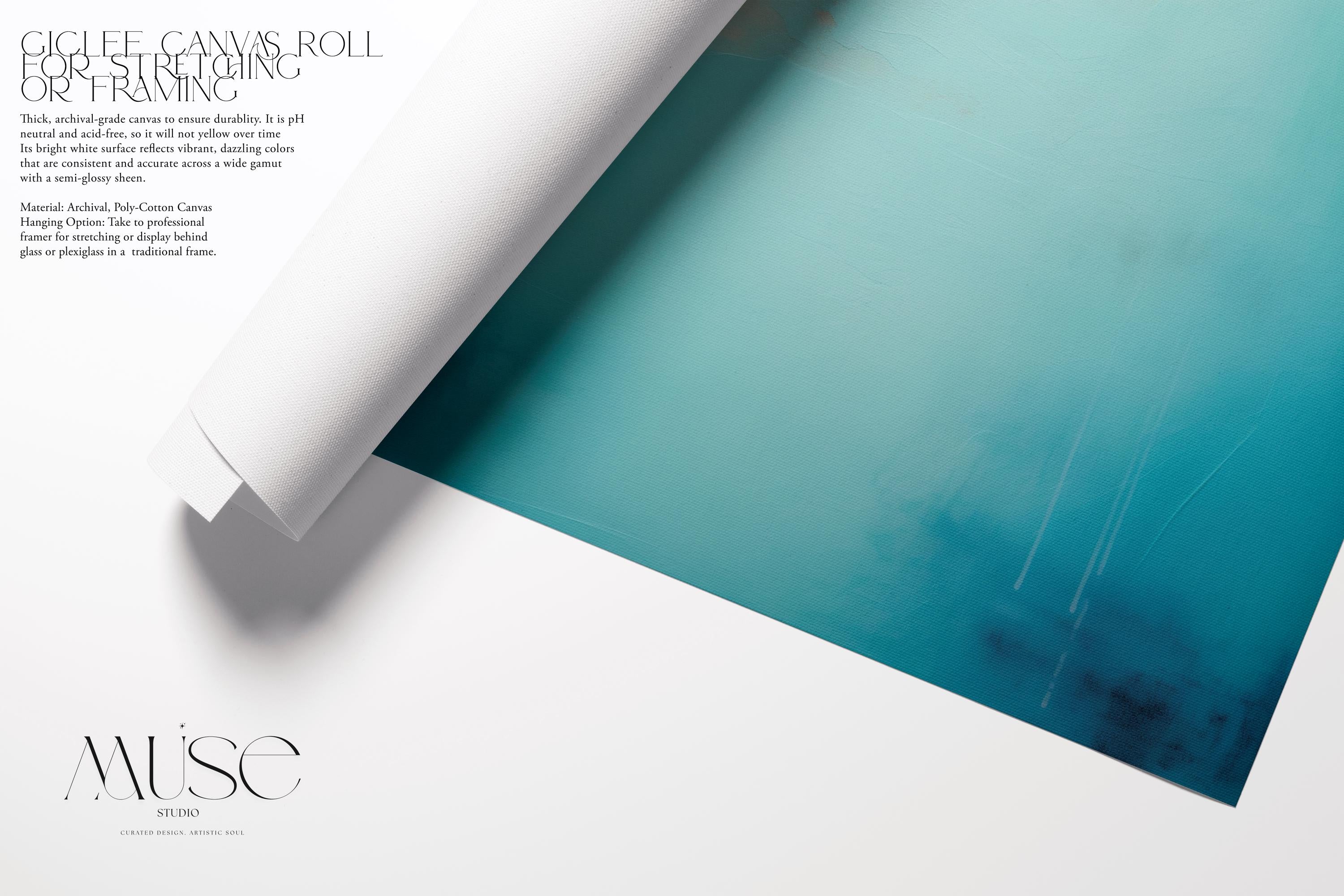 Abstract Poster Print in Turquoise and Peach, Large Horizontal Wall Art for Home Office or Bedroom, Modern Fine Art for Bold Decor 308