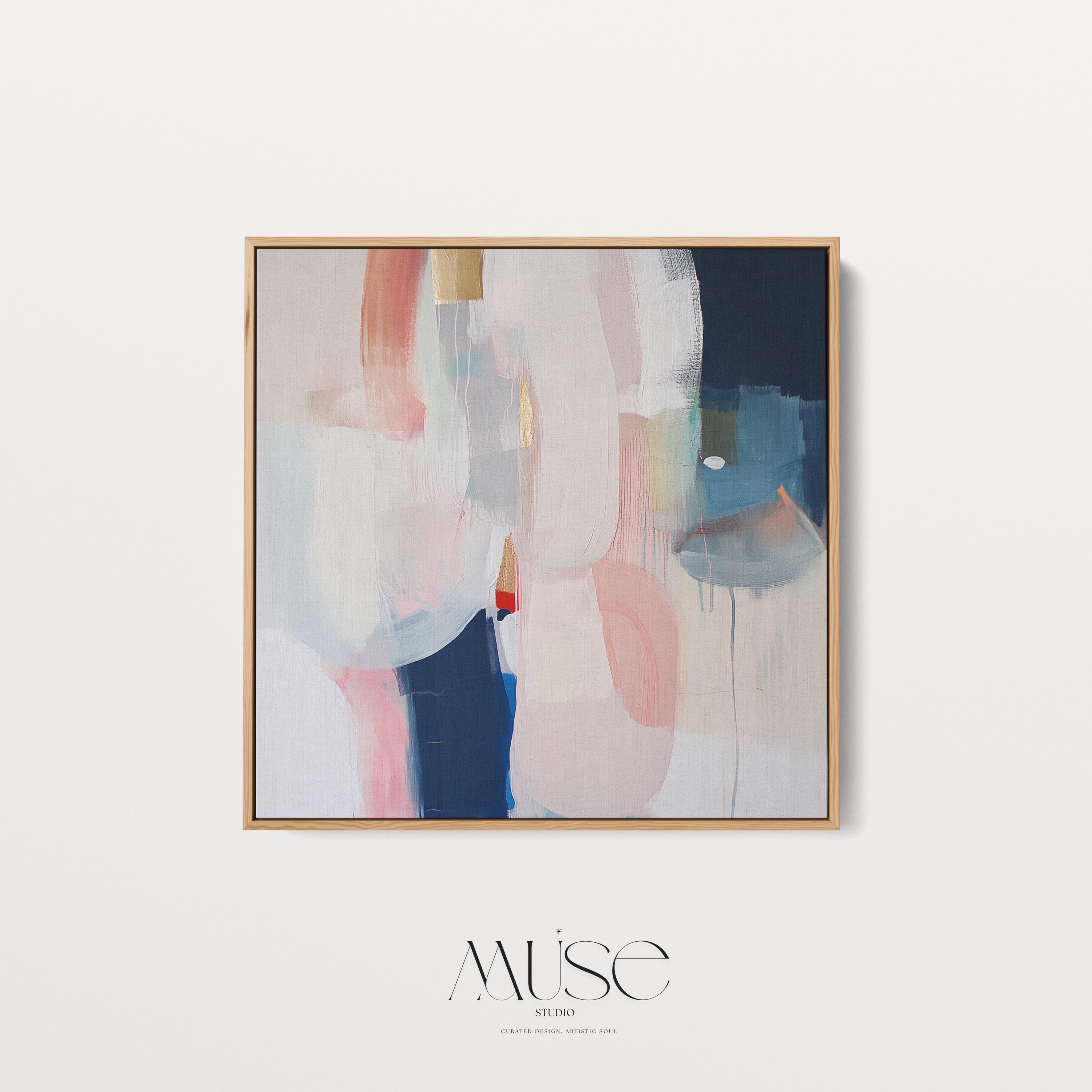 Framed Canvas Wall Art in Warm Muted Neutrals, Soft Contemporary Abstract Painting for Living Room or Bedroom, Designer Style Home Decor 438