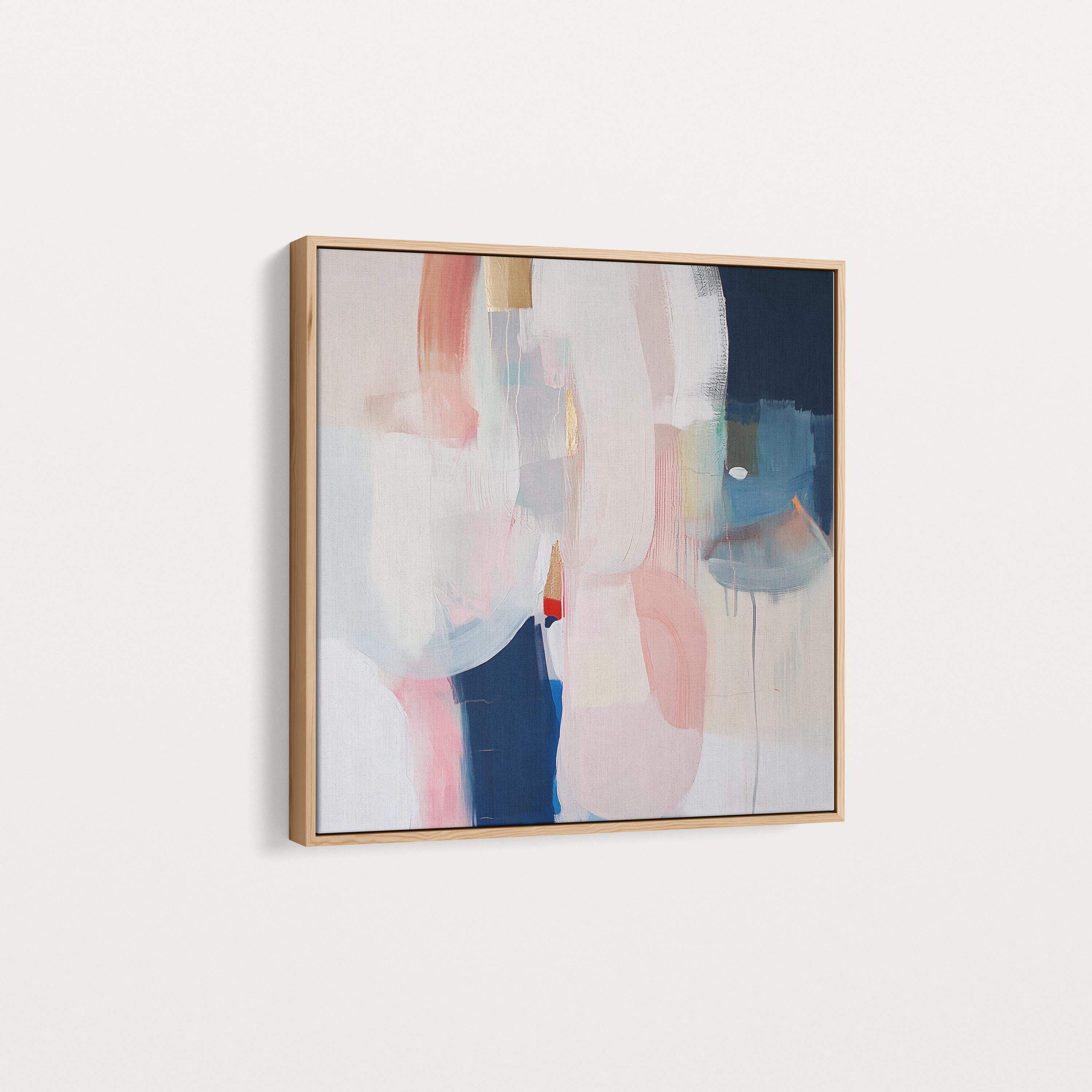 Framed Canvas Wall Art in Warm Muted Neutrals, Soft Contemporary Abstract Painting for Living Room or Bedroom, Designer Style Home Decor 438