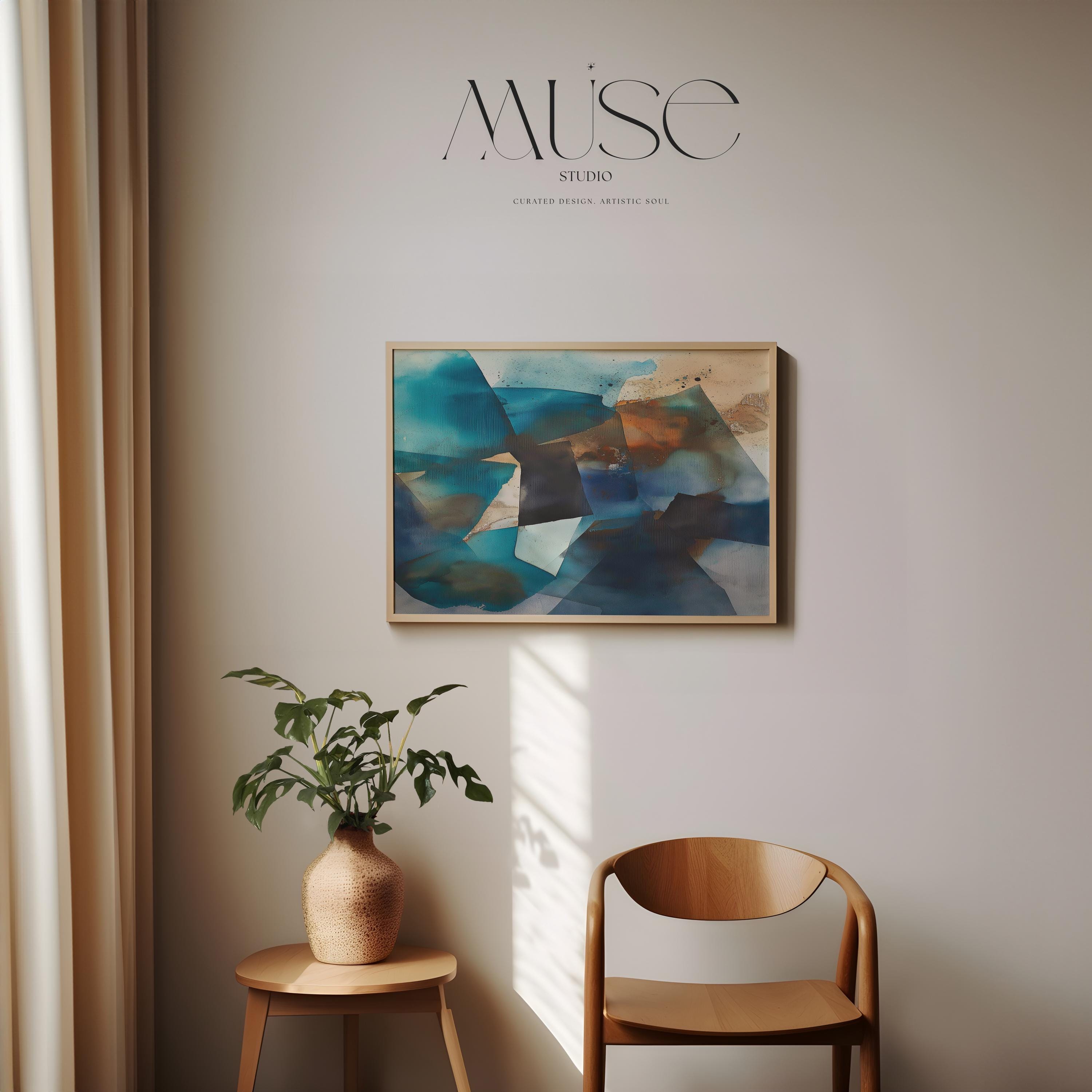 Coastal Abstract Poster Print in Ocean Teal and Earthy Tones, Large Horizontal Wall Art for Modern Decor, Fine Art Print Unframed 347 wall art prints, living room decor, abstract painting, abstract art, modern wall art, modern art, living room art, abstract wall art, canvas wall art, wall art, abstract print, colorful wall art