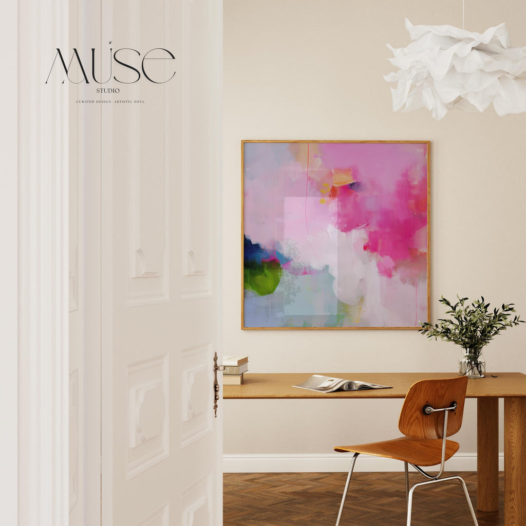 Fine Art Poster Print in Pink and Green, Abstract Wall Art for Preppy ...