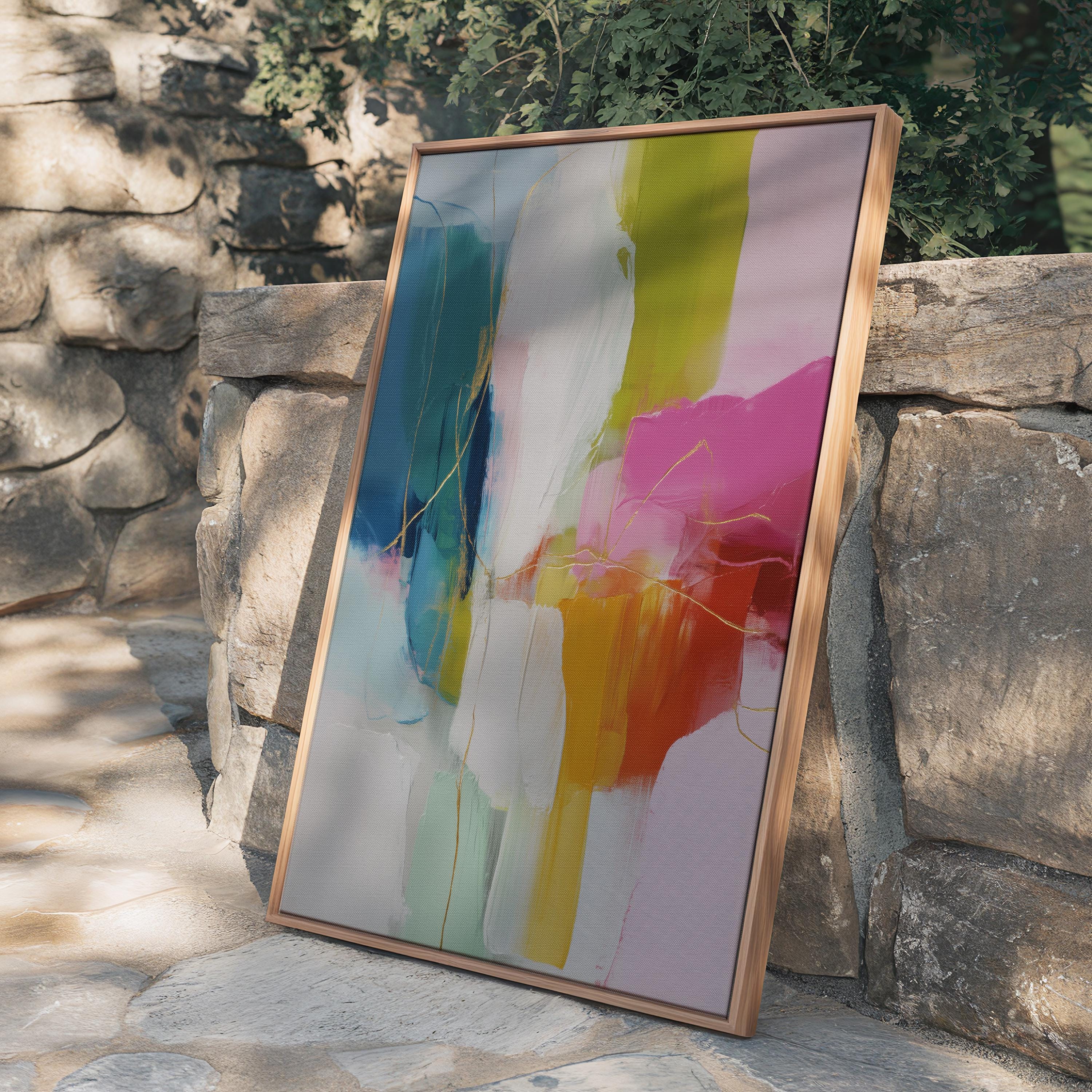 Color Pop Abstract Canvas in Lime Fuchsia Orange Modern Bold Wall Art Large Vertical Painting for Office Living Room Decor Muse Studio 118 Framed Canvas Art Colorful abstract wall art on framed canvas, perfect for bold decor art and modern wall decor. Large statement piece with expressive brushstrokes and rich textures. Ready-to-hang giclée canvas designed to energize living rooms, offices, bedrooms and curated interiors. Muse Studio Decor Art.