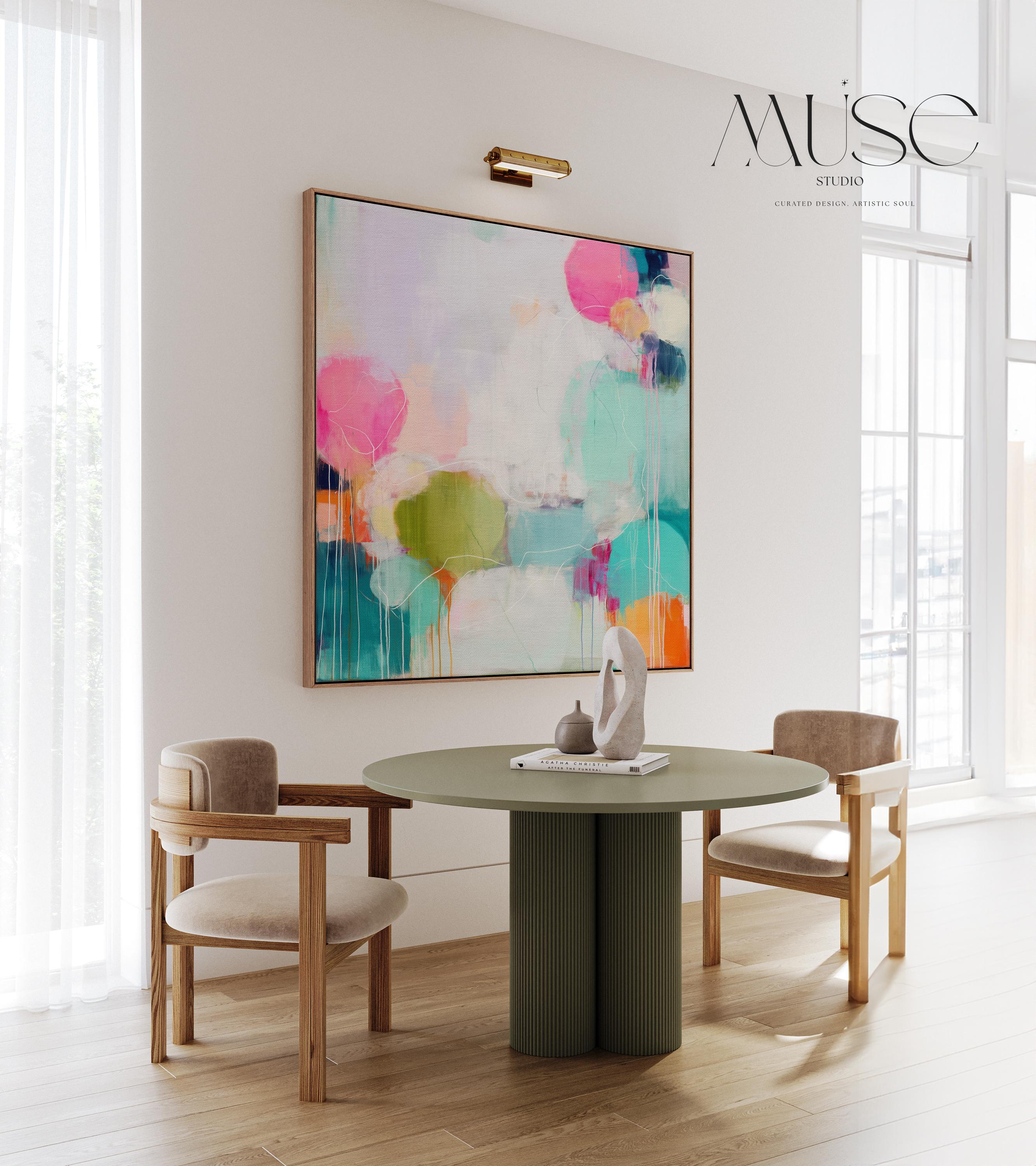 Oversized Canvas Wall Art Colorful Abstract Painting Pink Aqua Chartreuse Home Bedroom Office Decor Dopamine Style Statement Modern Art 465