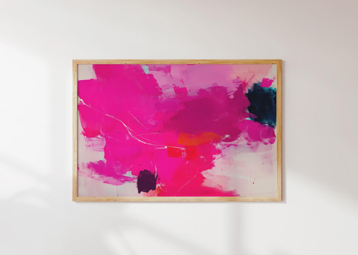 Hot Pink Abstract Poster Print Bold Modern Wall Art with Navy and Orange for Office Living Room or Dorm Dopamine Decor Statement 445 Giclée Rolled Canvas Art Abstract decor art printed as a giclée on rolled canvas, ideal for framing and custom wall decor. Bold and colorful wall art designed for modern interiors, home styling, and office decor. Large statement prints bring vibrant energy to curated spaces. Muse Studio Decor Art.