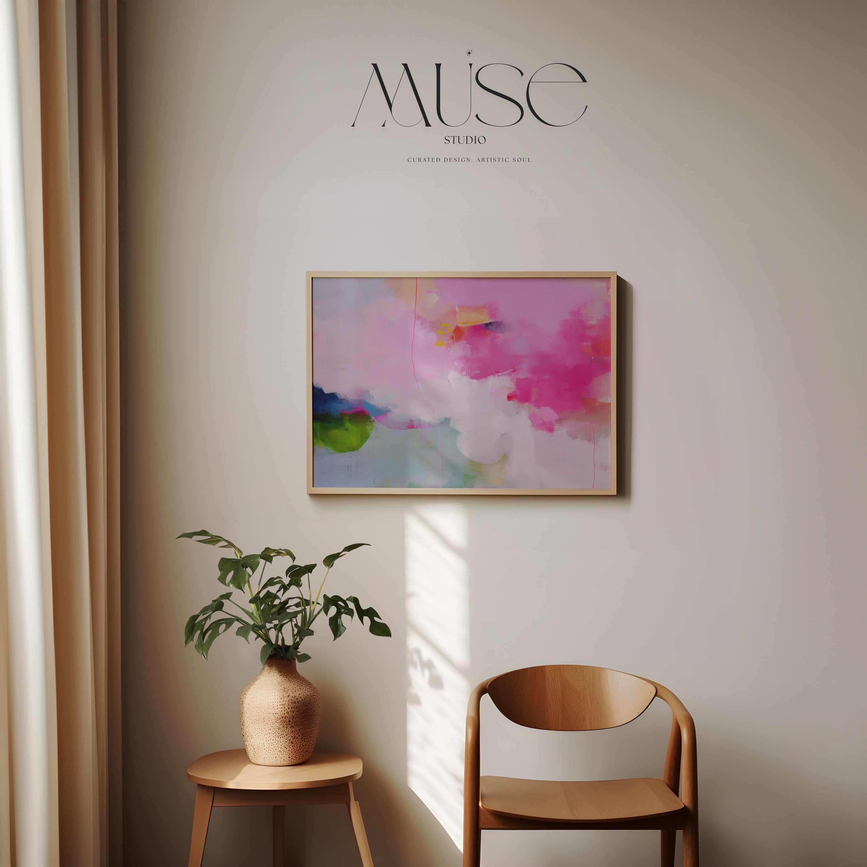 Abstract Art Print  Pink Green Blue Soft Coastal Wall Art for Bedroom Living Room or Beach House Decor Summer Art Style 424