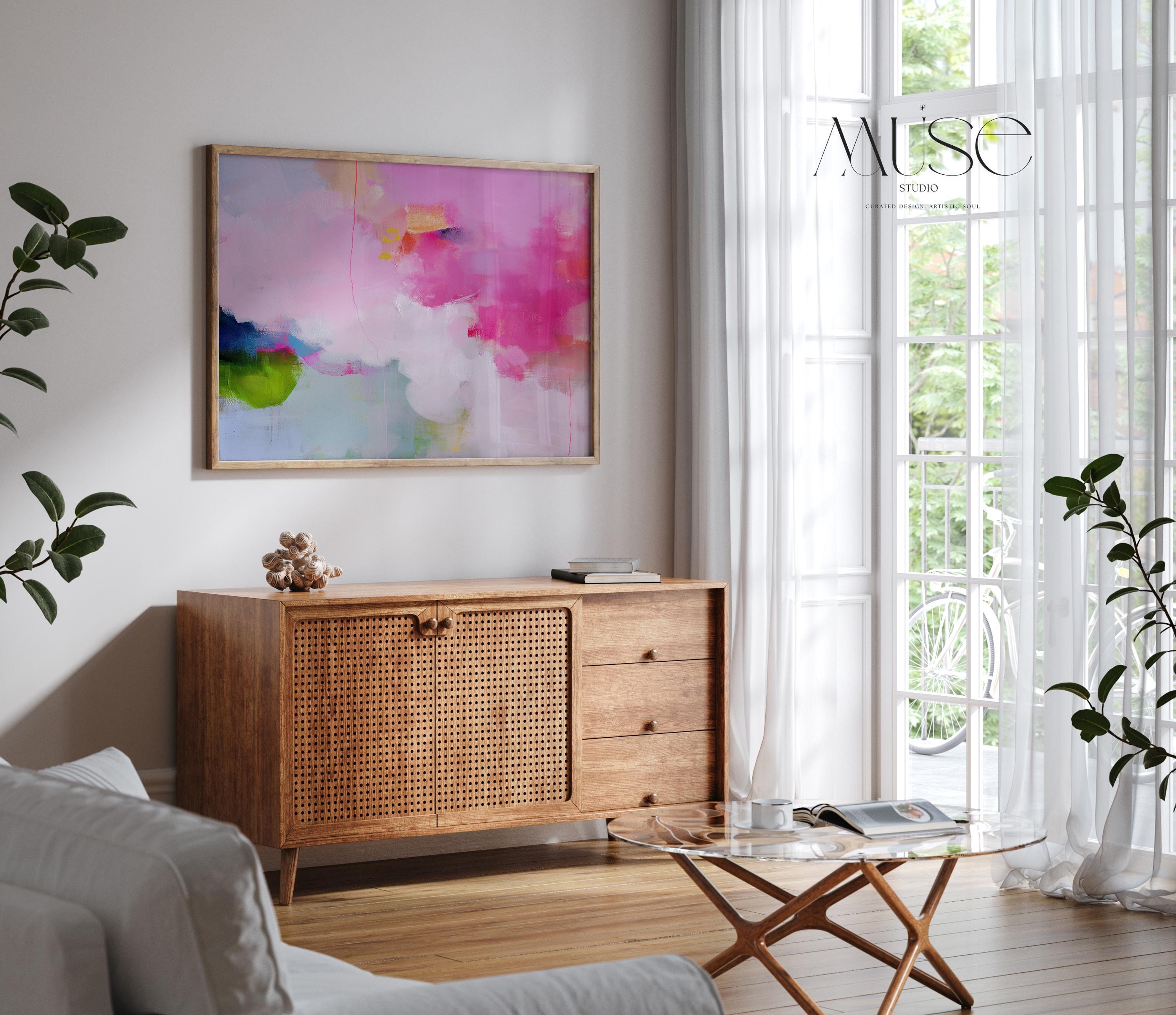 Abstract Art Print  Pink Green Blue Soft Coastal Wall Art for Bedroom Living Room or Beach House Decor Summer Art Style 424