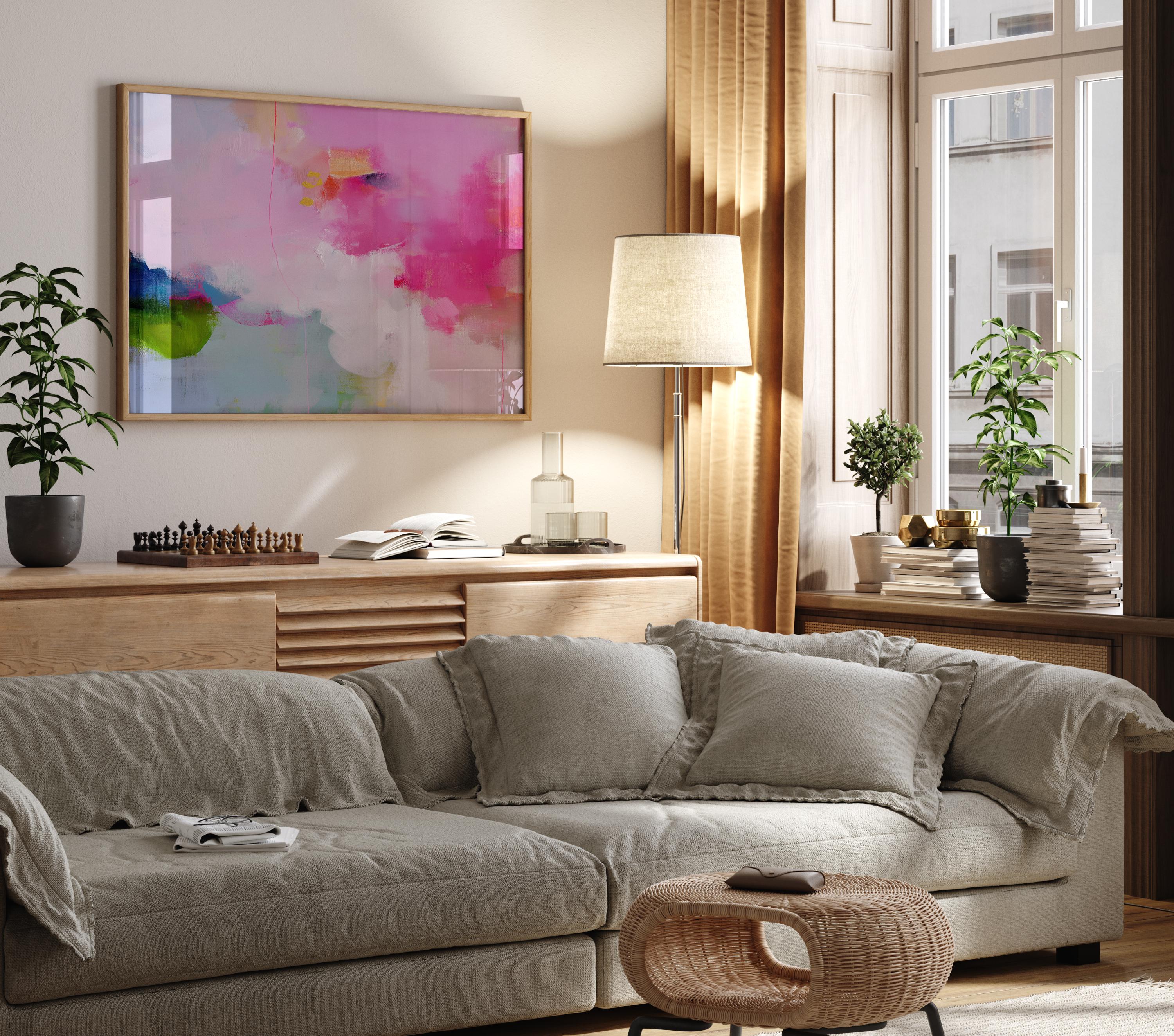 Abstract Art Print  Pink Green Blue Soft Coastal Wall Art for Bedroom Living Room or Beach House Decor Summer Art Style 424