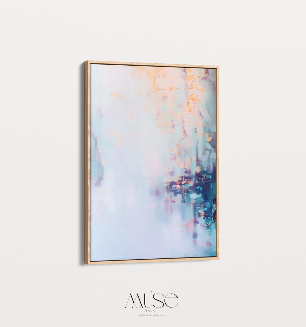 Vertical Abstract Wall Art Blue Purple Peach Canvas Painting Soft Pastel Modern Framed Art for Bedroom Entryway Home Decor 471