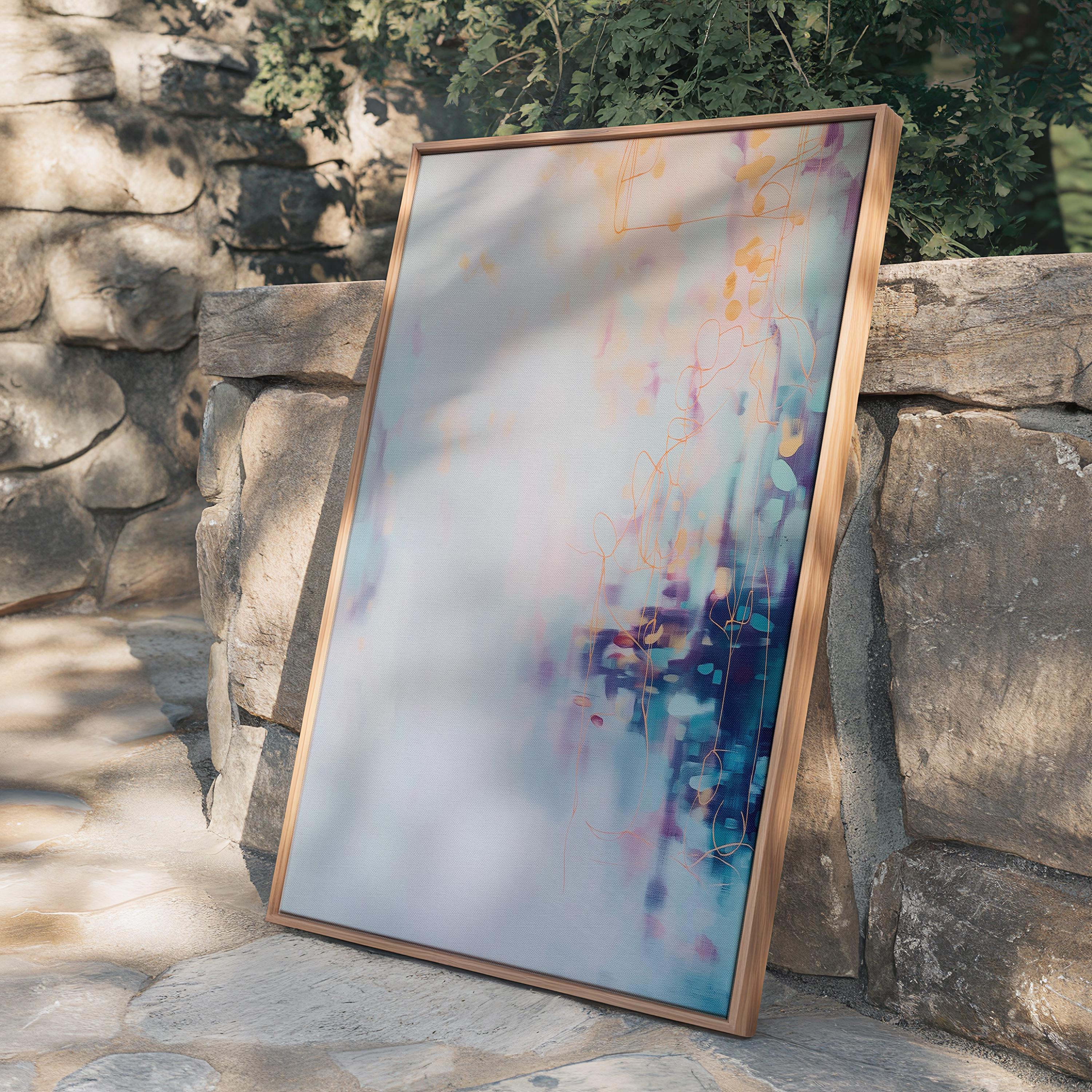 Vertical Abstract Wall Art Blue Purple Peach Canvas Painting Soft Pastel Modern Framed Art for Bedroom Entryway Home Decor 471