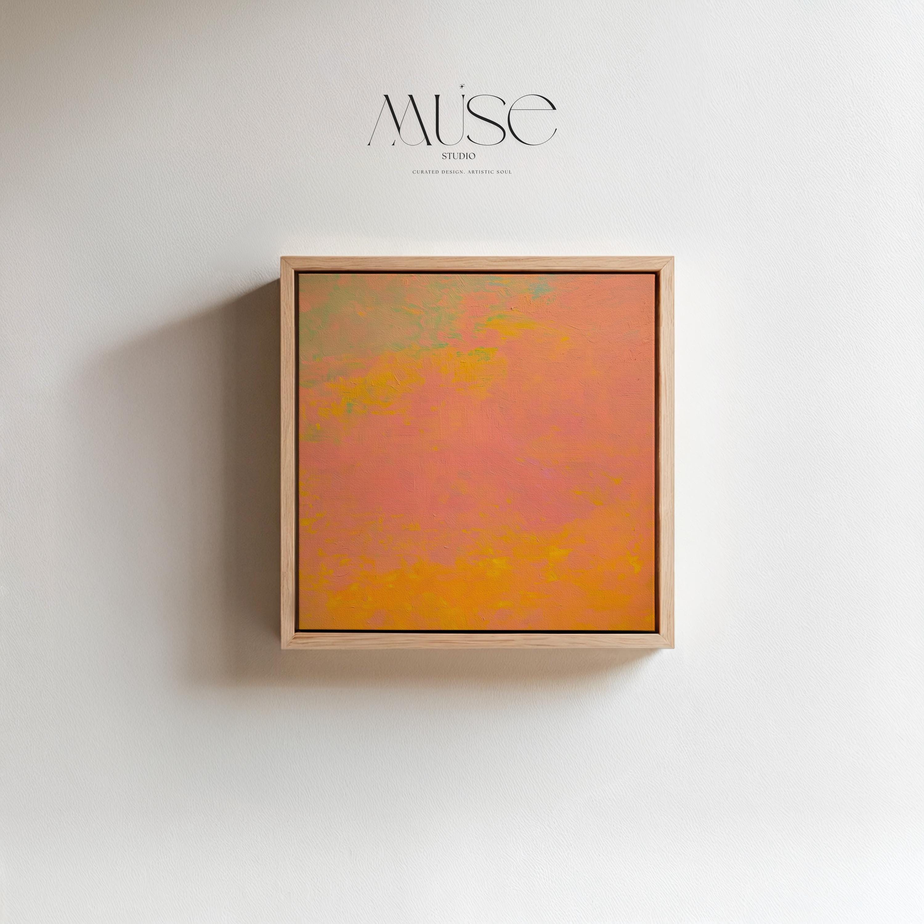 Muted Modern Abstract Canvas Wall Art Pink Orange Yellow Minimalist Painting for Neutral Living Room Decor Earthy Calm Art – Aurora 487