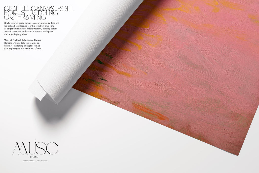 Abstract Art Print Vertical Canvas Wall Art in Pink and Orange Sunset Tones for Bedroom Decor Soft Warm Minimalist Style – Aurora 489