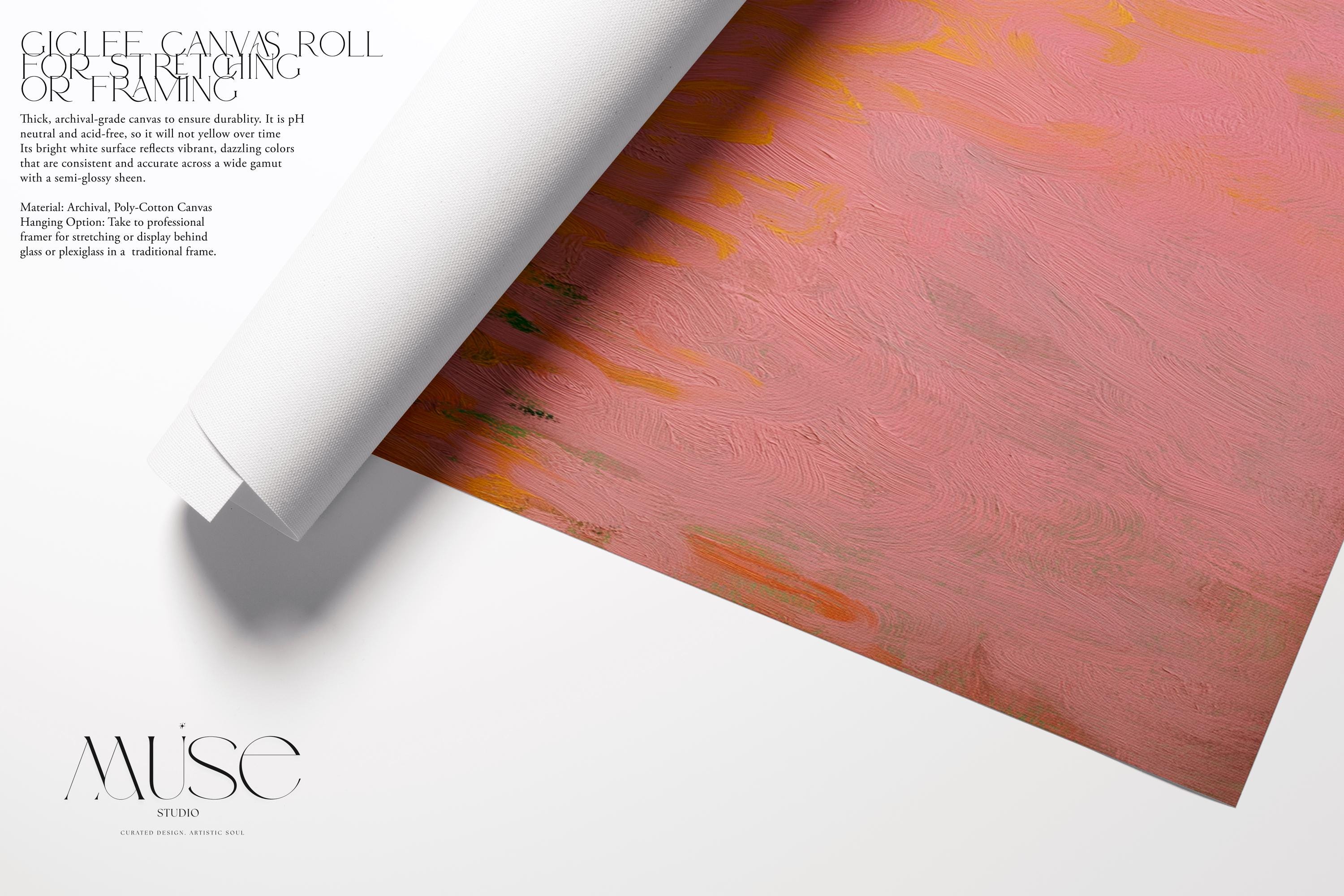 Abstract Art Print Vertical Canvas Wall Art in Pink and Orange Sunset Tones for Bedroom Decor Soft Warm Minimalist Style – Aurora 489