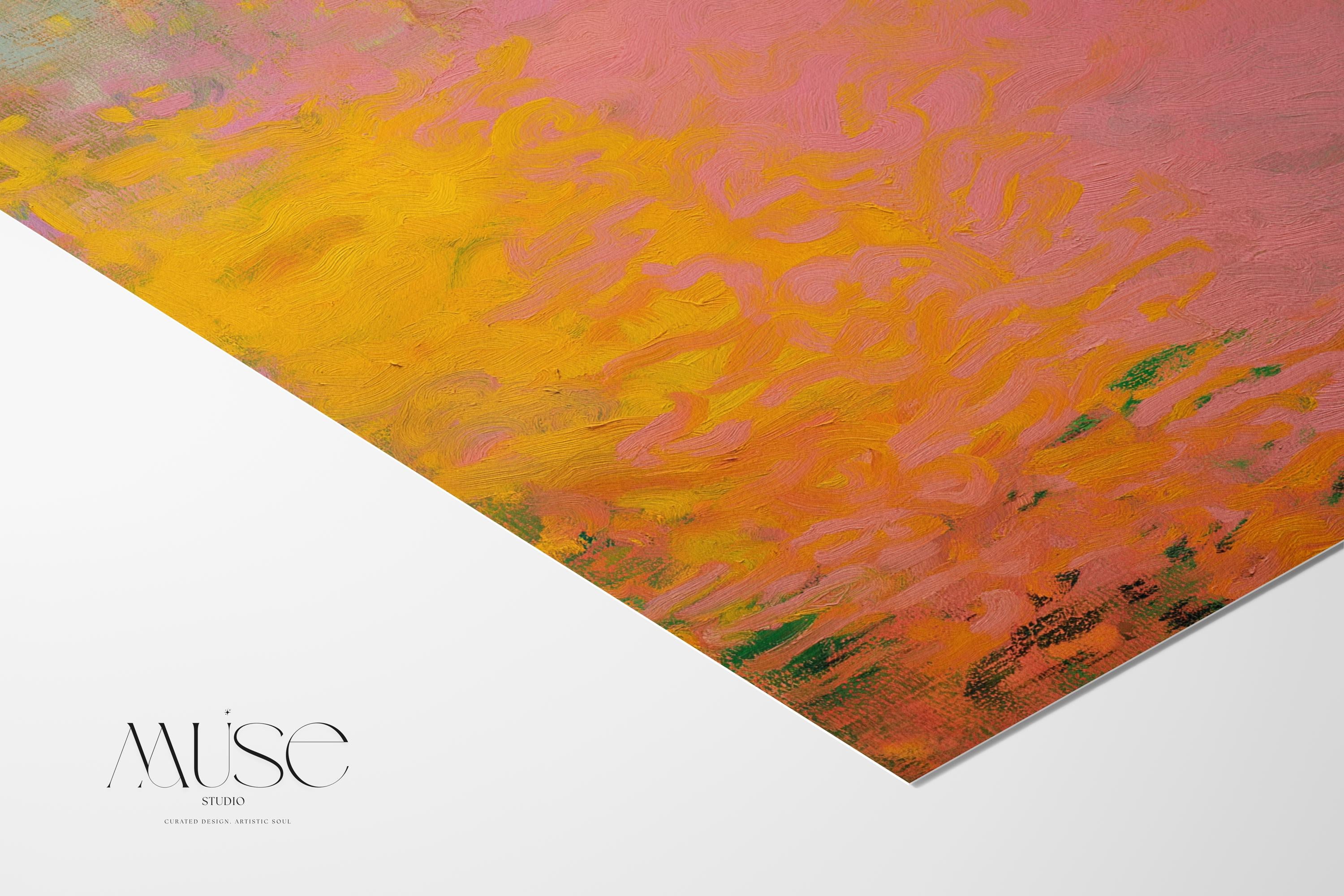 Abstract Art Print Vertical Canvas Wall Art in Pink and Orange Sunset Tones for Bedroom Decor Soft Warm Minimalist Style – Aurora 489