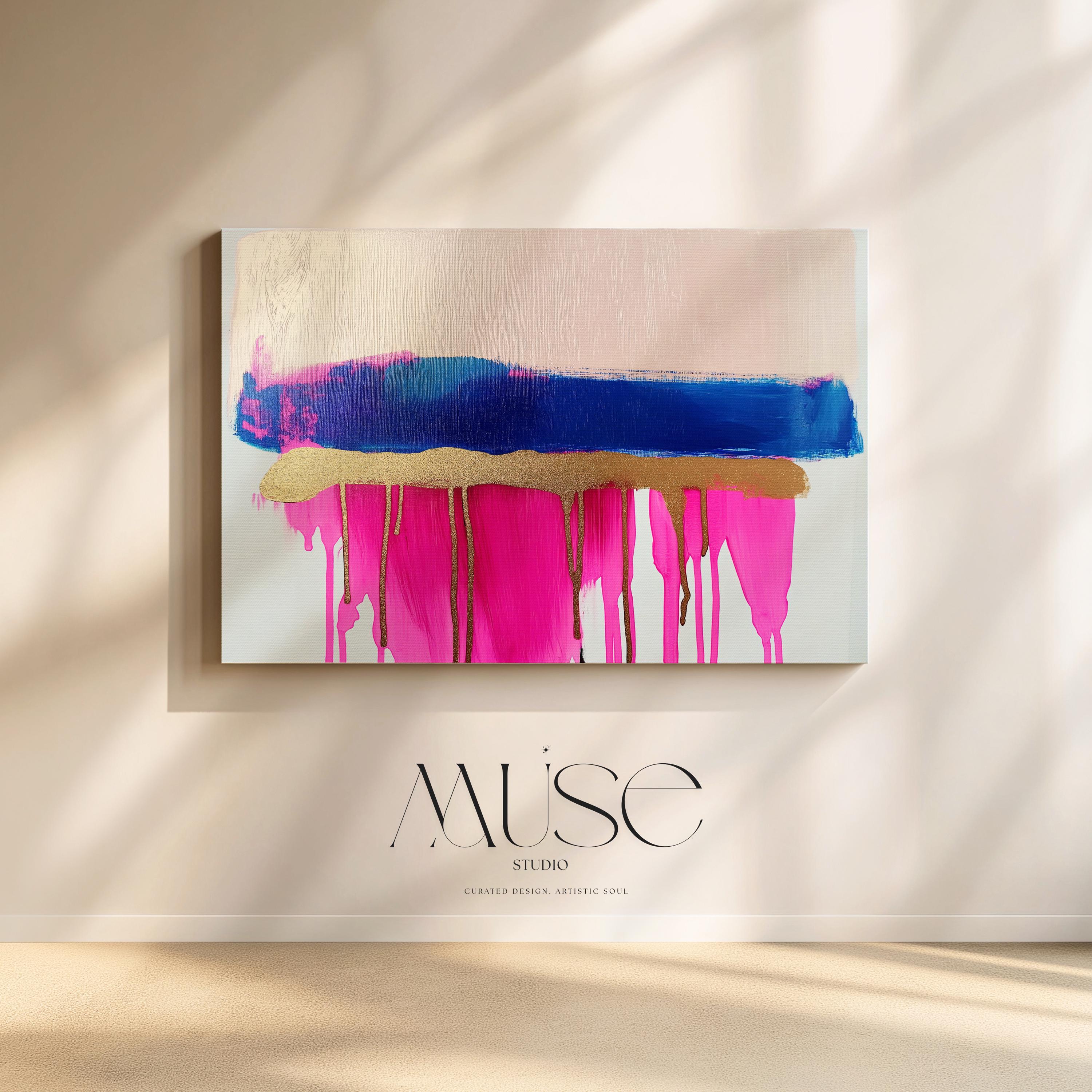 Bright Abstract Wall Art, Metallic Canvas Print, Colorful Living Room Decor, Statement Home Art, Contemporary Painting, Neon Pink Art | 381